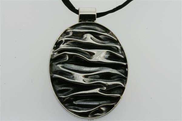 Elegant Black Silk Necklace with Oval Pendant - Perfect for Evening Parties & Formal Occasions