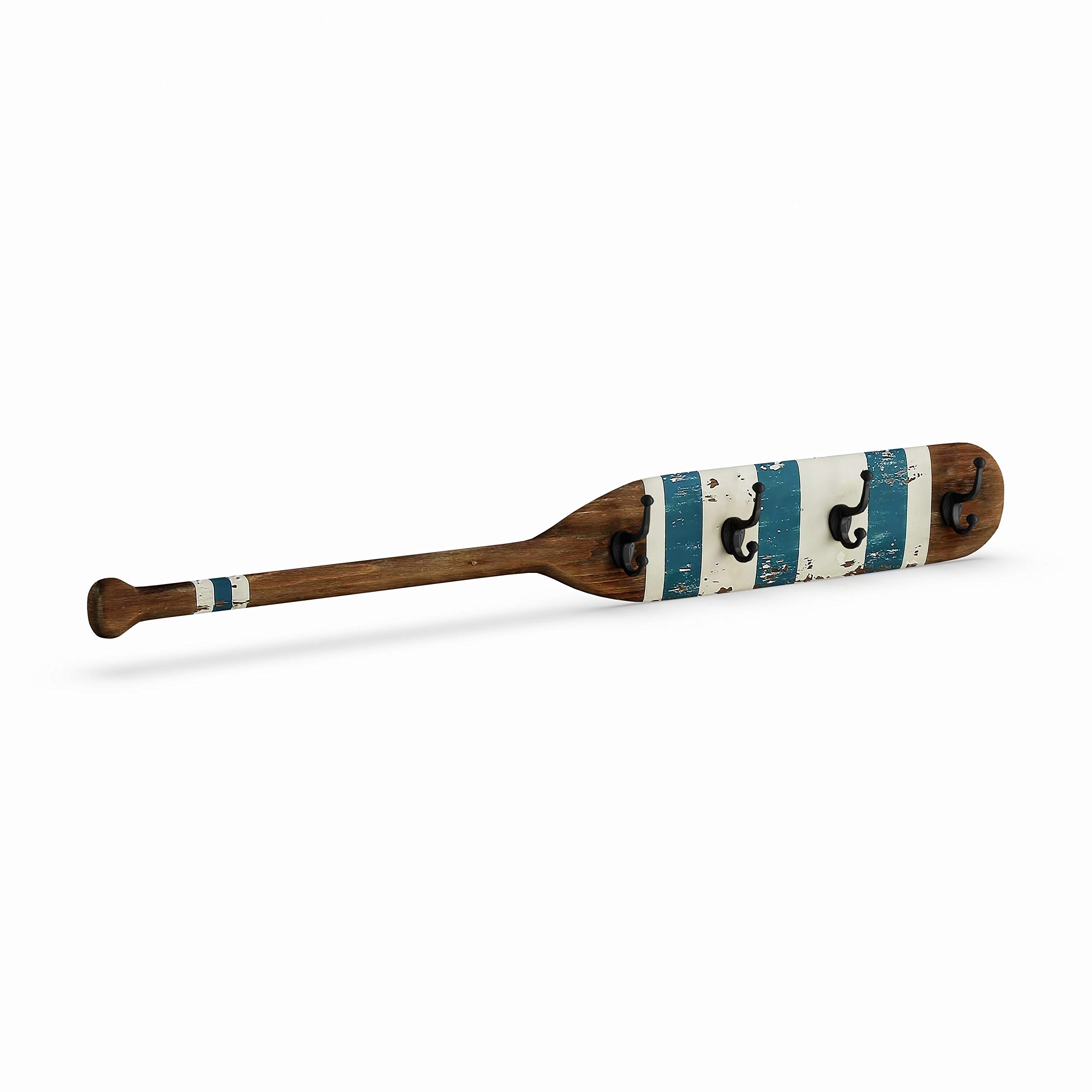 Premium Wood and Metal Oar with Hooks - Multi-Color Iron Finish - Perfect for Fishing, Boating, and Outdoor Water Sports