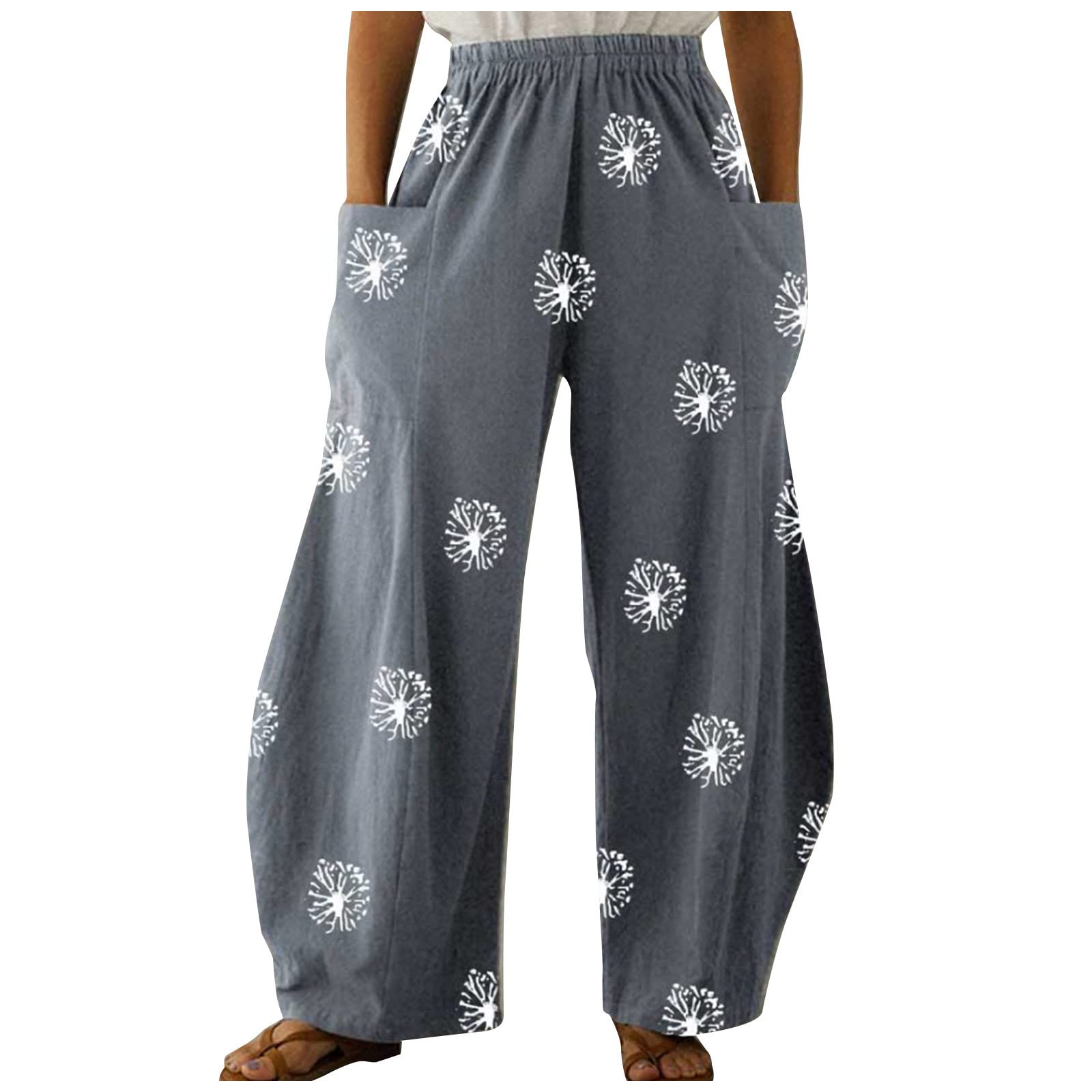 LIHUAK Women's Summer Cotton Linen Pants - Loose Fit Casual Trousers for Women | Comfortable & Breathable for Beach, Travel & Everyday Wear