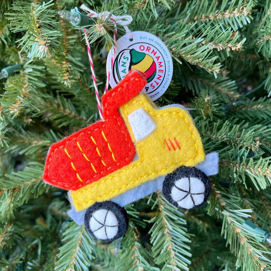 Dump Truck Felt Ornament - Handmade Christmas Tree Decoration for Kids, Holiday Home Decor, Truck Lover Gift