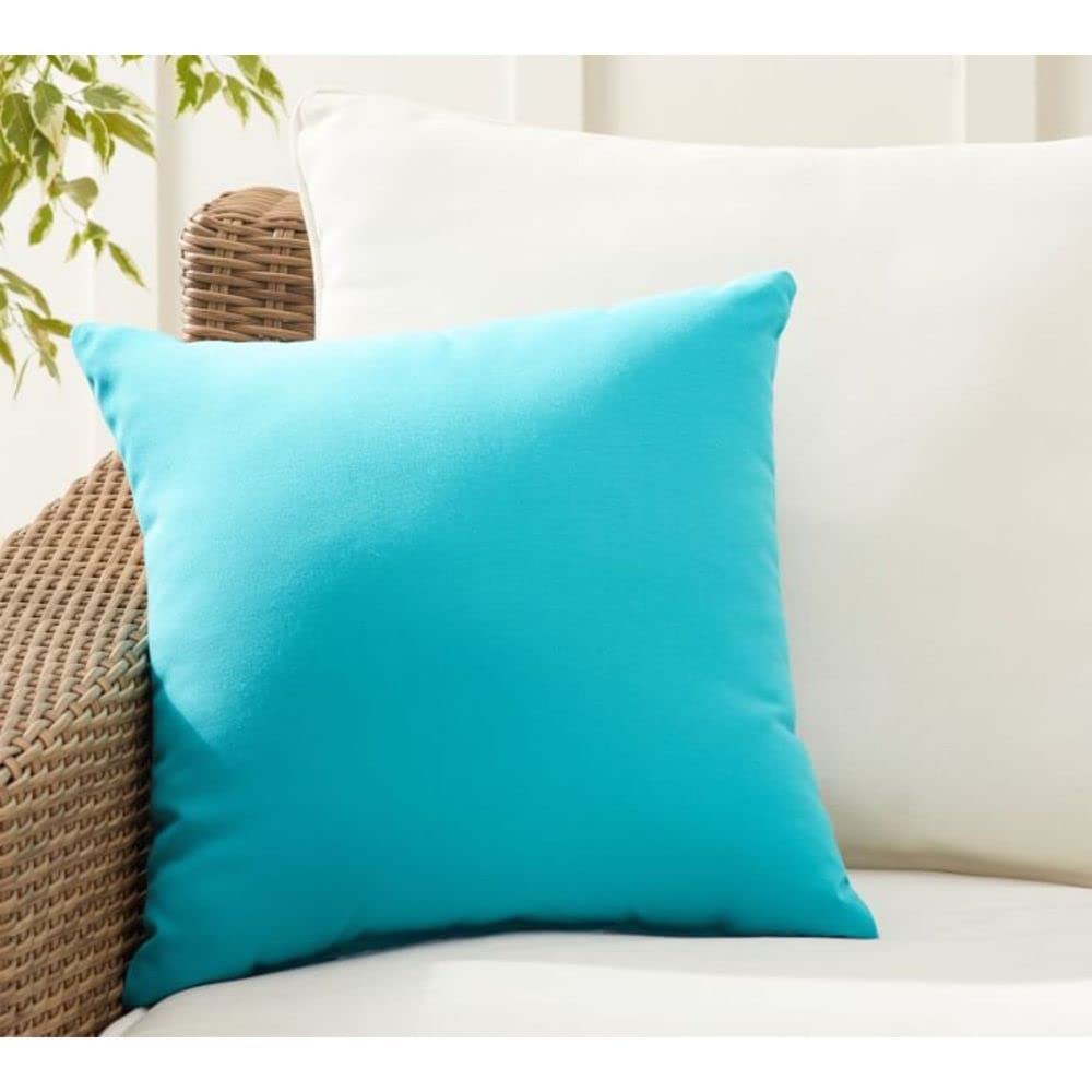 FoamRush 18x18 Inch Sunbrella Fabric Decorative Throw Pillows (Set of 1) - Indoor/Outdoor Cushion Cover with Insert for Patio Furniture, Sofa, Chair - Weather Resistant Canvas in Aruba Blue - Perfect for Living Room, Porch & Garden Decor