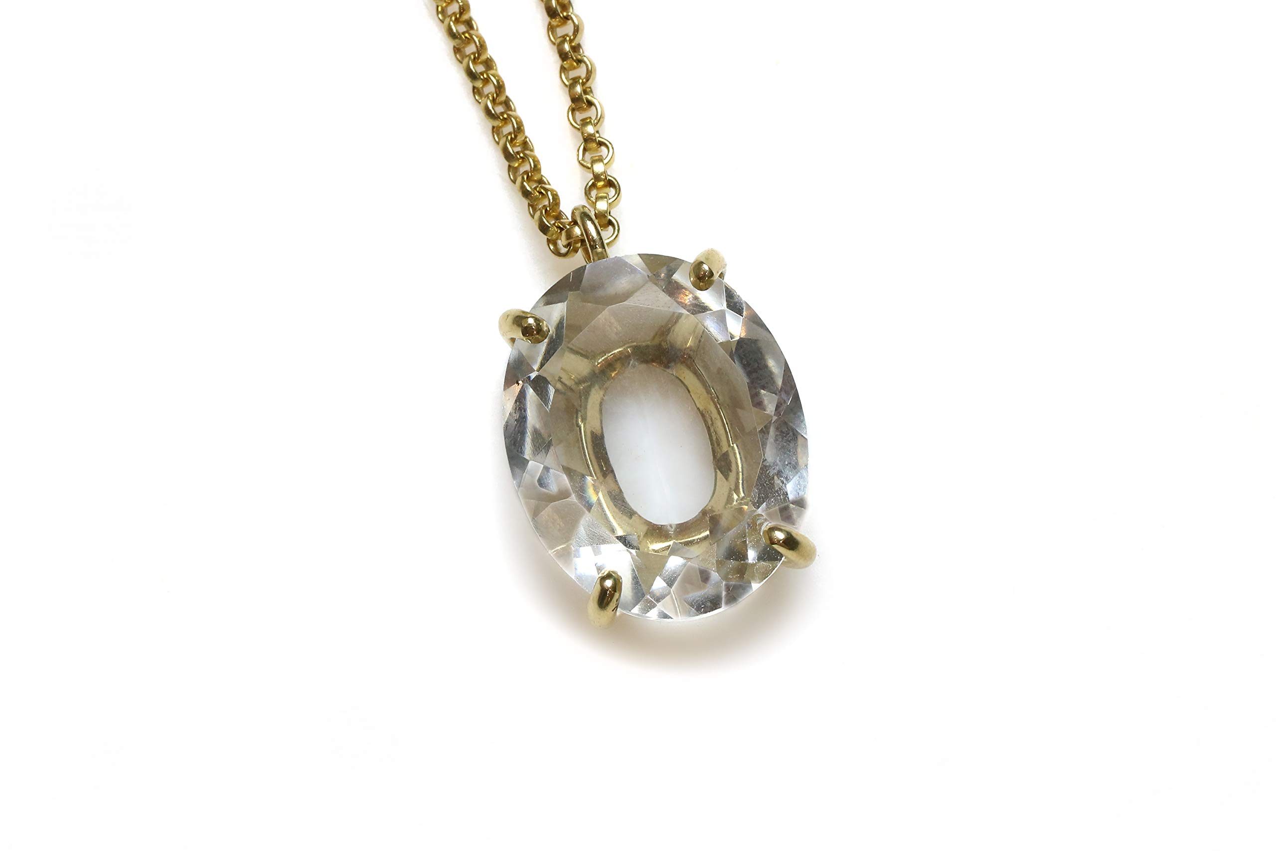 Anemone Jewelry Clear Quartz Pendant Necklace - Natural Gemstone Oval Necklace Handmade for Women - Adjustable Length Fashion Jewelry Gift for Birthday, Anniversary & Spiritual Healing