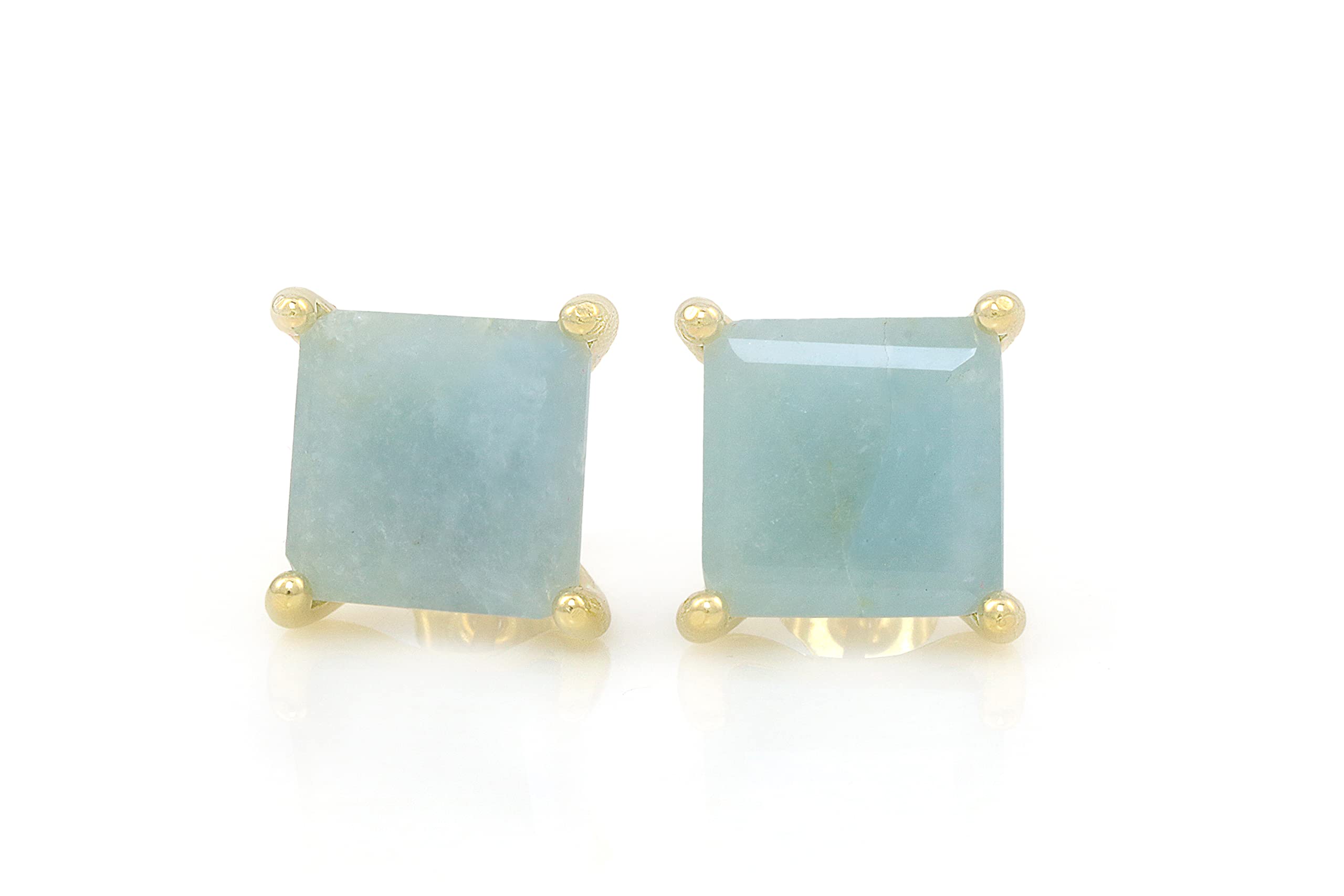 Elegant Square Aquamarine Earrings for Women - March Birthstone Stud Earrings, Fashion Statement Jewelry Gift with Jewelry Box - Perfect for Bridal, Party, Anniversary & Special Occasions