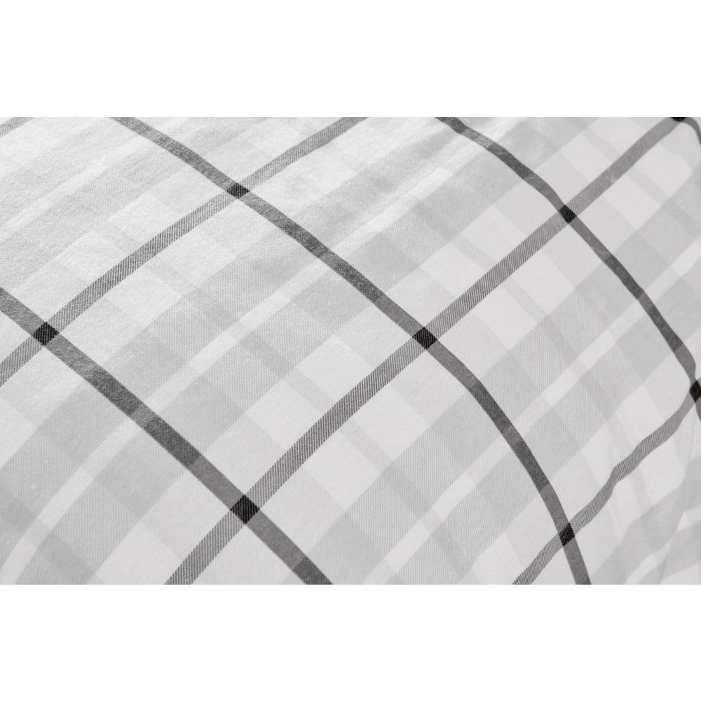 150GSM Check Print Flannelette Quilt Cover Set - Grey King Size Bedding, Soft & Warm Winter Comforter Cover for Cozy Bedroom Decor