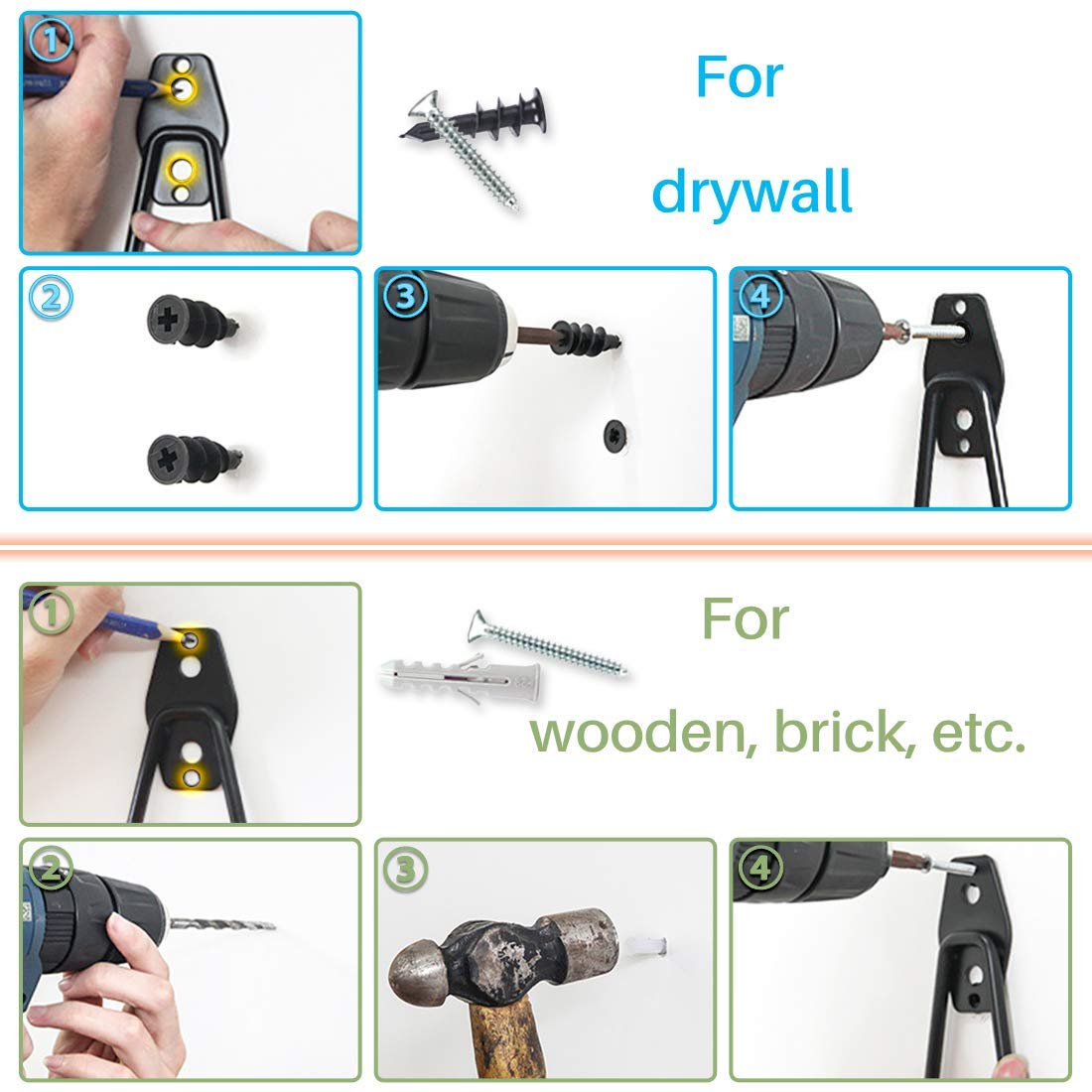 Heavy Duty Garage Hooks 4pcs - Stainless Steel Wall Mount Organizer for Garage Storage & Workshop