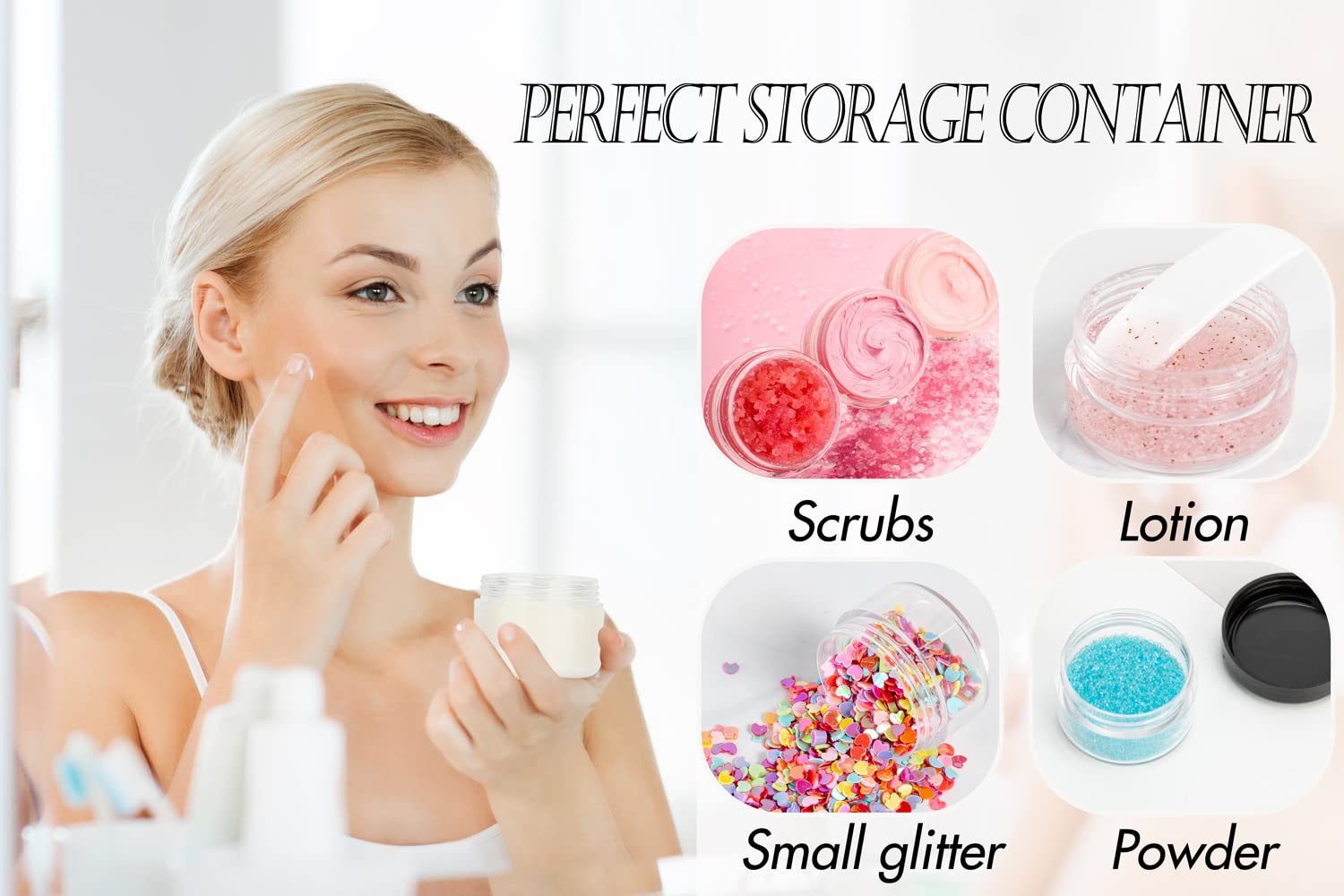 ZEJIA 100Pcs 5Gram Small Cosmetic Containers with Pink Lids - Travel Size Makeup Sample Jars for Lip Balm, Cream, Lotion - Perfect for DIY Beauty, Salon Use & On-the-Go Touch Ups
