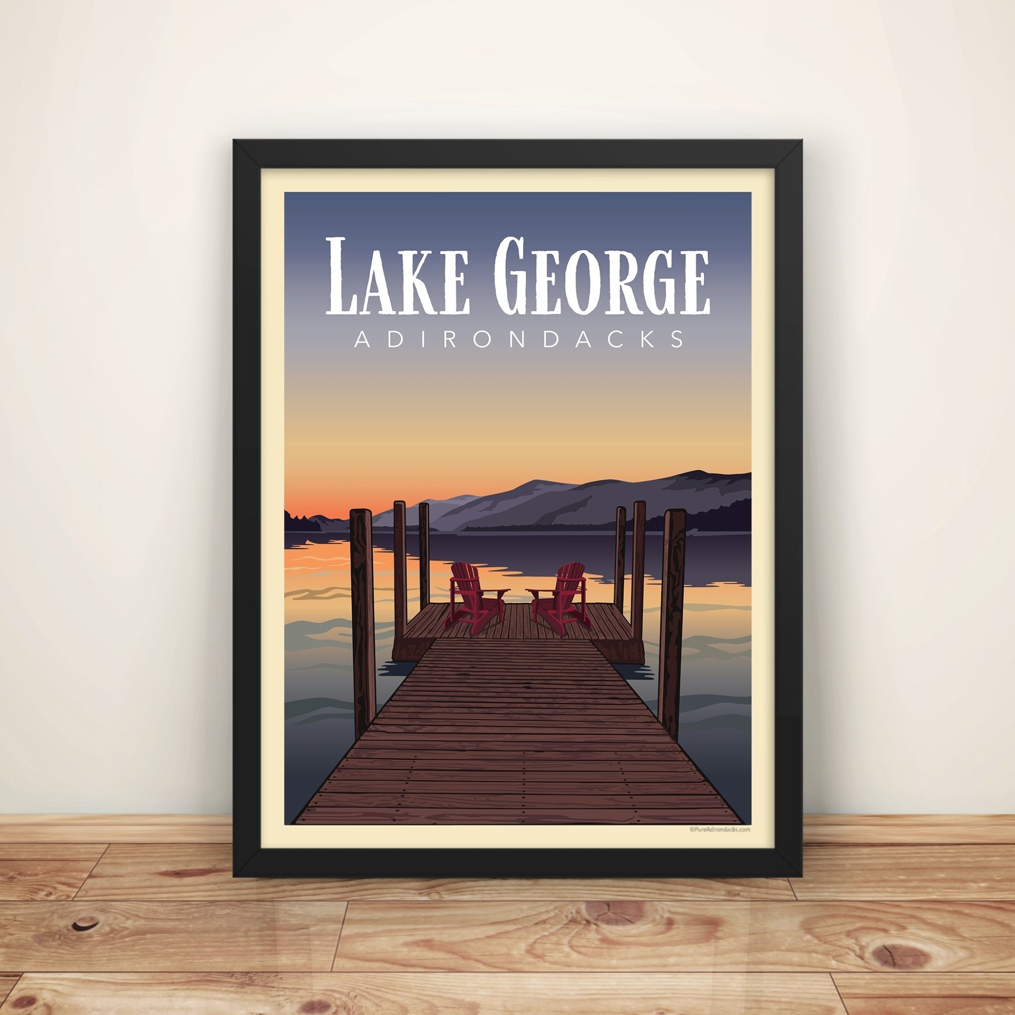 Vintage Lake George Dockside Poster - Wall Art Decor for Living Room, Bedroom & Office - Scenic Waterfront Print
