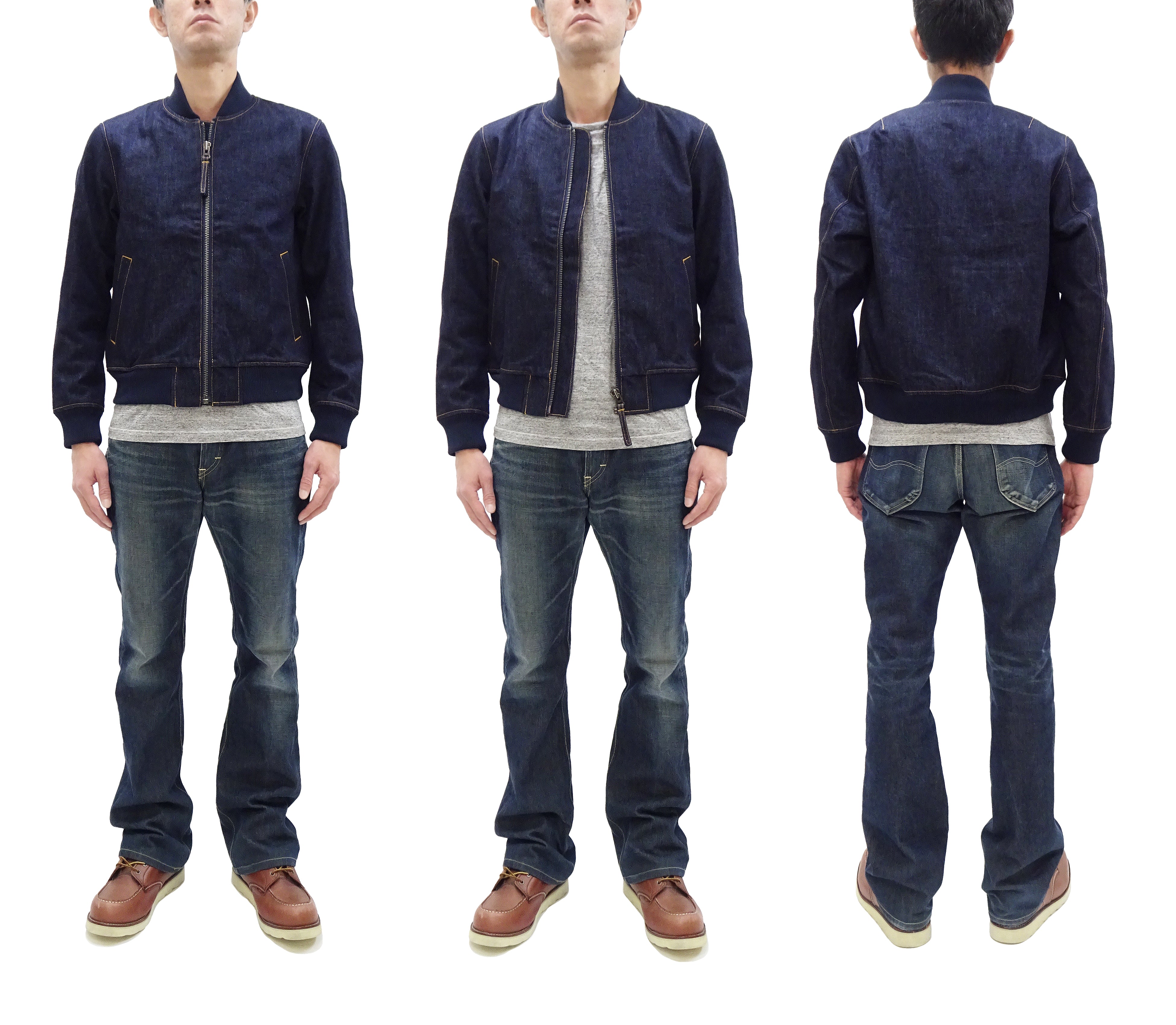 Japan Blue Jeans Denim Jacket for Men - Vintage Flight Bomber Style Jean Jacket JBOT1307 Indigo | Casual Wear & Street Fashion Outfits