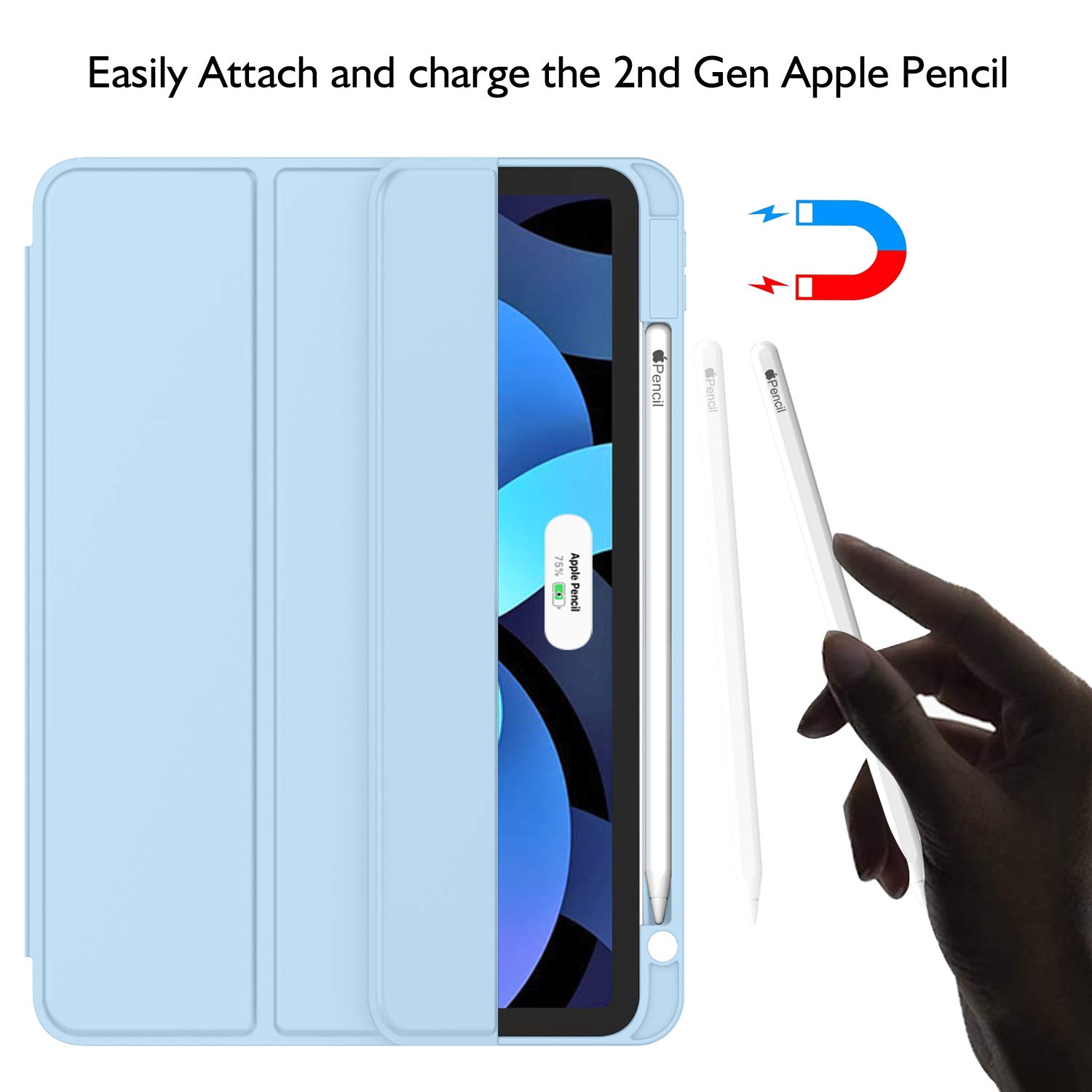 ZryXal iPad Air 11 Inch Case for M3 2025 & M2 2024 Models, Compatible with iPad Air 5th/4th Gen 2022/2020 10.9 Inch - Auto Wake/Sleep & Touch ID Support - Protective Cover for Work, School & Travel (Sky Blue)