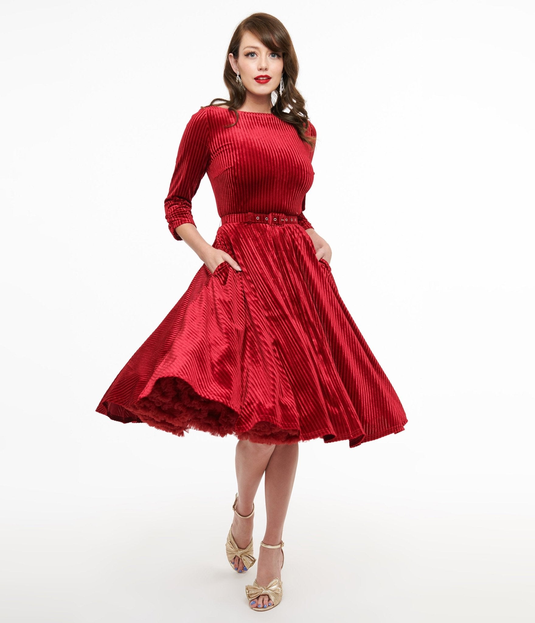 Vintage 1950s Burgundy Textured Velvet Swing Dress - Retro 50s Style Cocktail Party Dress for Women, Perfect for Evening Events, Weddings & Special Occasions