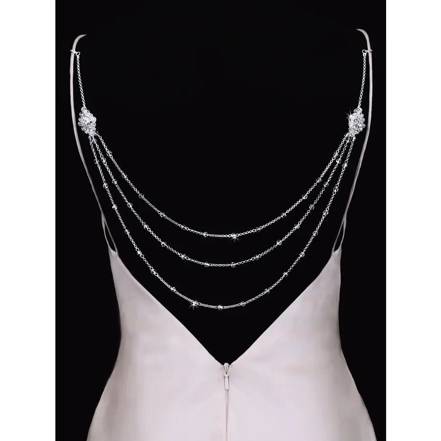 SJ1709 Elegant Back Jewelry Set - Dainty Gold & Silver Chain Necklace for Women - Perfect for Weddings, Parties & Date Nights