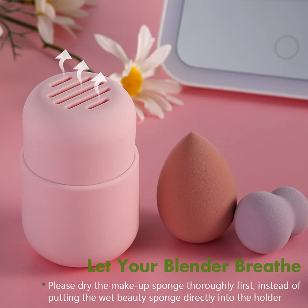 BEZOX Silicone Makeup Sponge Holder - Travel-Friendly Beauty Blender Case & Drying Container for Cosmetic Tools (Blender Not Included) - Pink | Perfect for Travel, Gym & Daily Makeup Organization