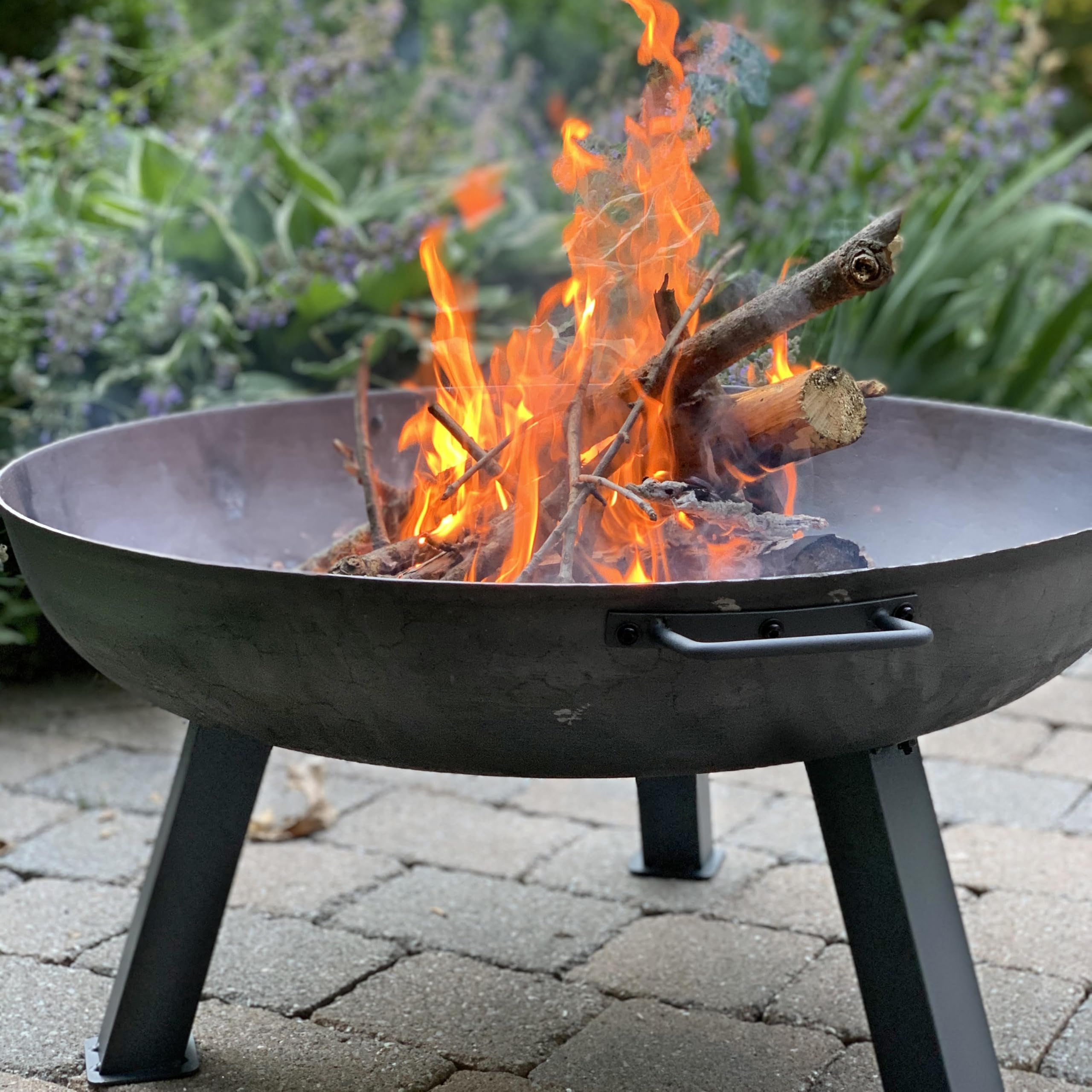 30-Inch Heavy-Duty Cast Iron Wood-Burning Fire Pit for Outdoor Use - Rust-Resistant Steel Finish Fire Bowl with Handles - Perfect for Backyard, Patio, Camping & Bonfire Nights
