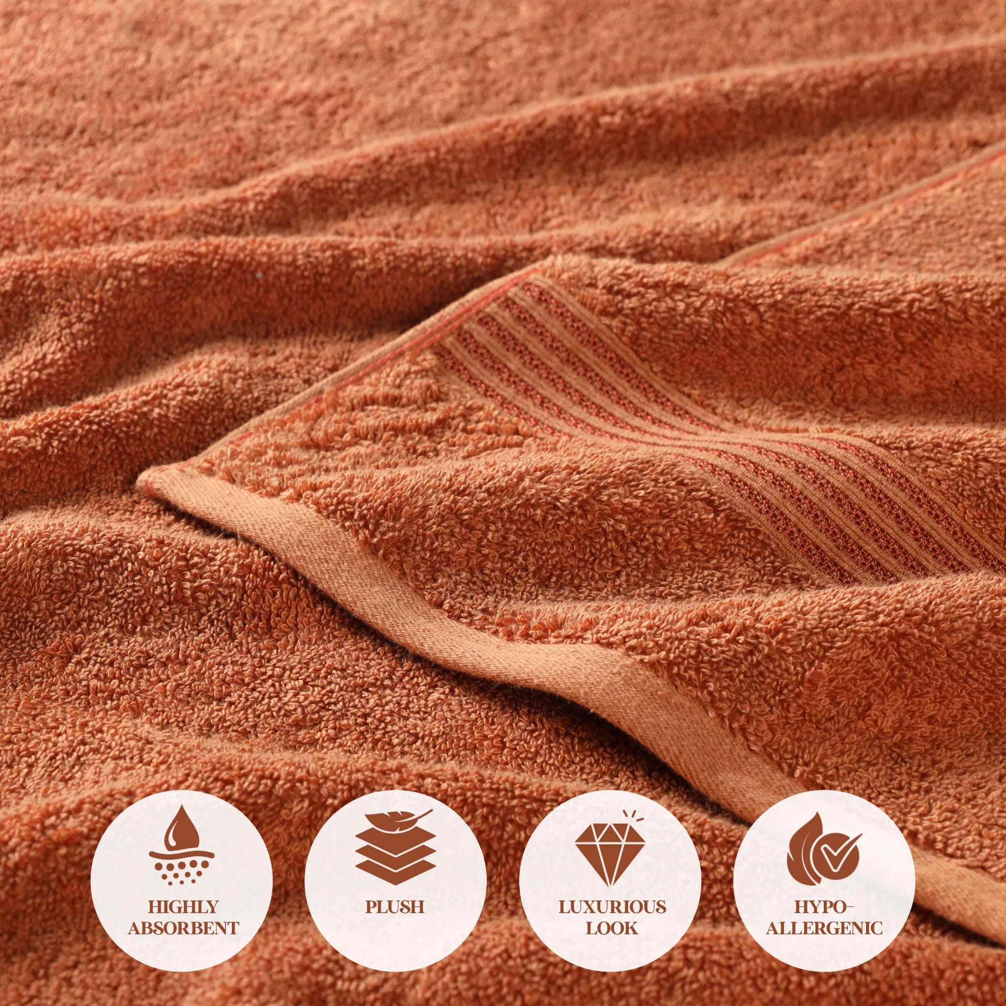 Premium 100% Egyptian Cotton Plush Hand Towels - Ultra Soft & Absorbent Bath Towel Set of 8 for Bathroom, Kitchen & Spa Luxury (24x16 Inches)