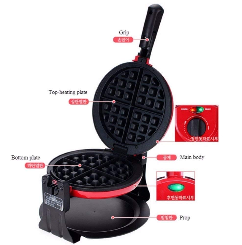 Best Belgian Waffle Maker - 900W Electric Waffle Iron with Non-Stick Plates (220V, Red) - Perfect for Breakfast, Brunch & Family Gatherings