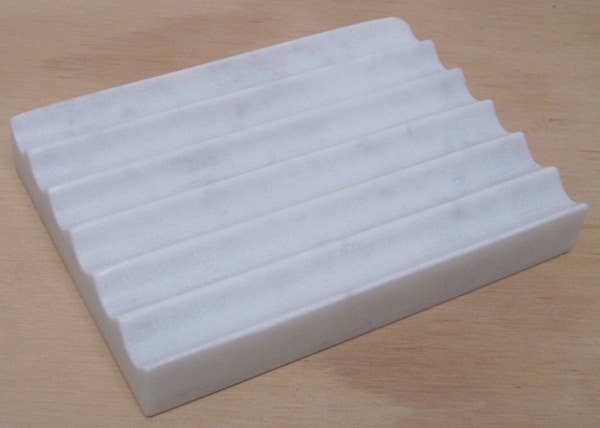 Elegant Marble Fluted Rectangle Soap Dish - Premium Bathroom Organizer for Sink Countertop, Perfect for Luxury Hotels, Spas & Modern Home Decor