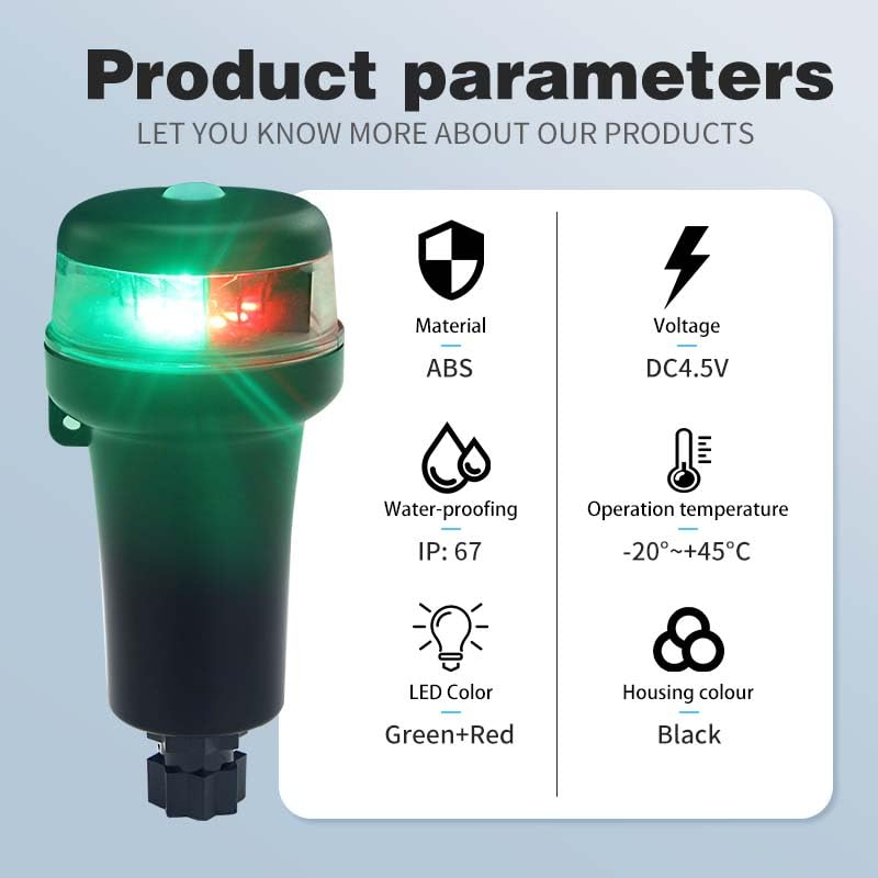 Portable Kayak Battery LED Navigation Lights with Multi-Adaptors - 3AA Battery Powered, Surface Mount Adhesive Base for Inflatable Boats (Red/Green with Fixed Base) - Perfect for Night Fishing, Canoeing & Water Sports Safety
