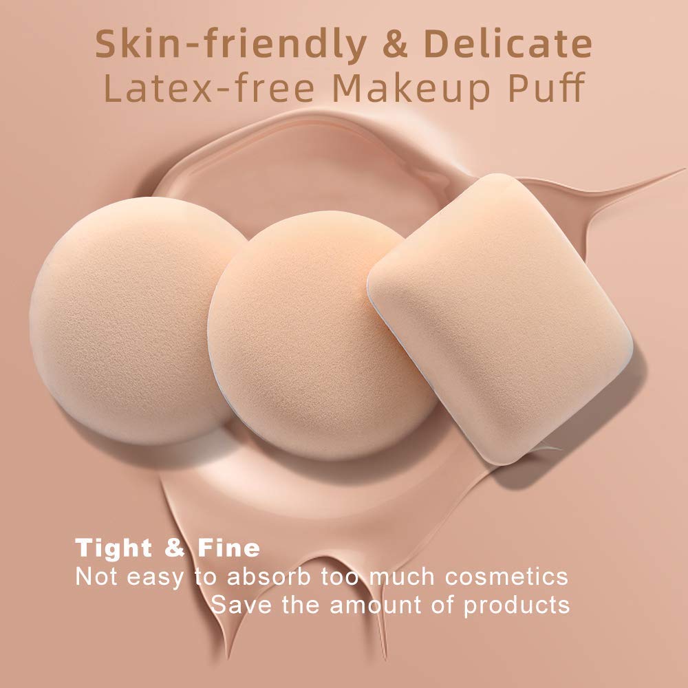 MAPPERZ Makeup Sponge & Powder Puff - Soft Blending Sponge for Foundation, Concealer & Powder - Vegan Cosmetic Sponge for Flawless Face & Neck Makeup - Set of 2 (Perfect for Liquid, Cream & Powder Formulas - Great for Everyday Makeup & Professional Use)
