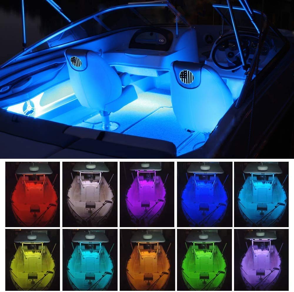 16.4FT Waterproof LED Boat Lights - Multi-Color Marine Deck Lighting for Pontoon & Fishing Boats at Night