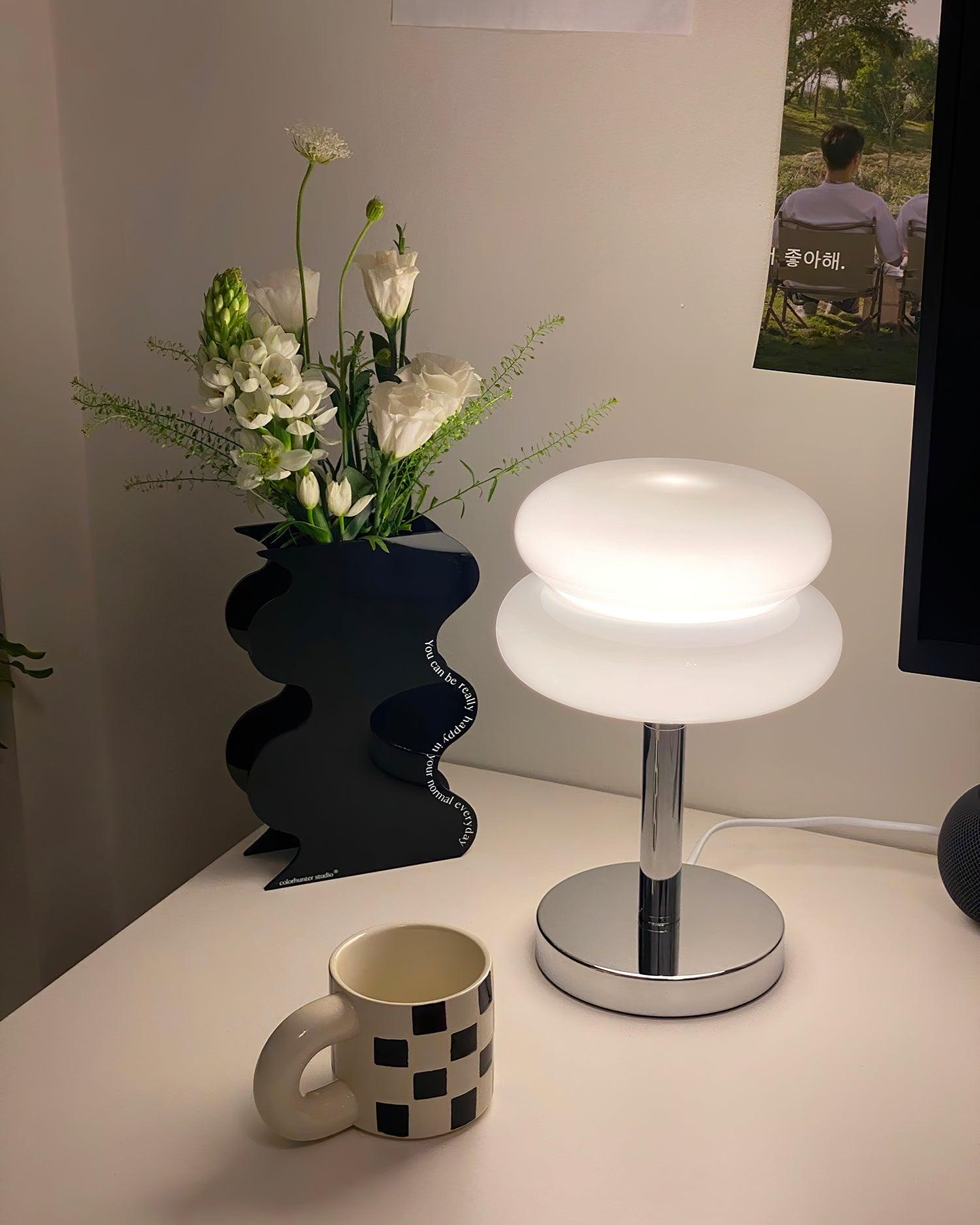 Saturn Glide Modern Glass Table Lamp - Elegant Bedside & Living Room Lighting for Home & Office Decor
