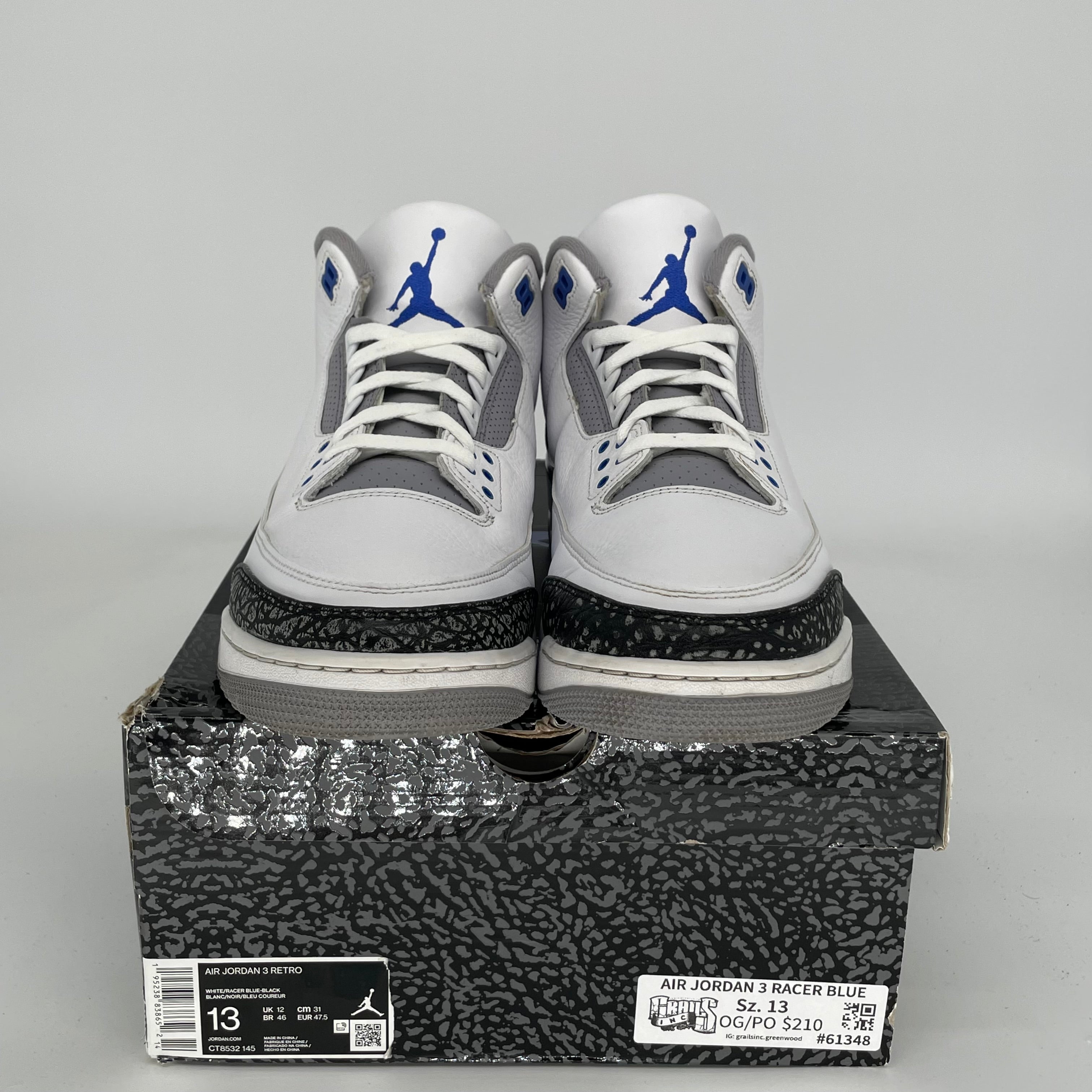 Air Jordan 3 Retro Racer Blue Men's Basketball Shoes Size 13 (CT8532-145) - Perfect for Sneaker Collectors & Casual Streetwear