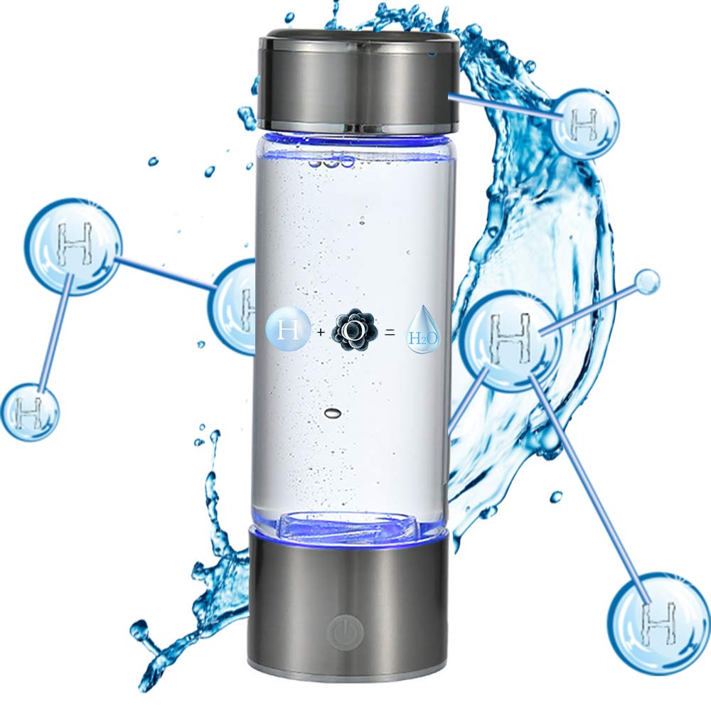 Portable Hydrogen-Rich Water Cup with Rechargeable Ion Generator - Smart Electrolysis Technology Glass Bottle for Hydration & Wellness | Gym, Travel, Office Use