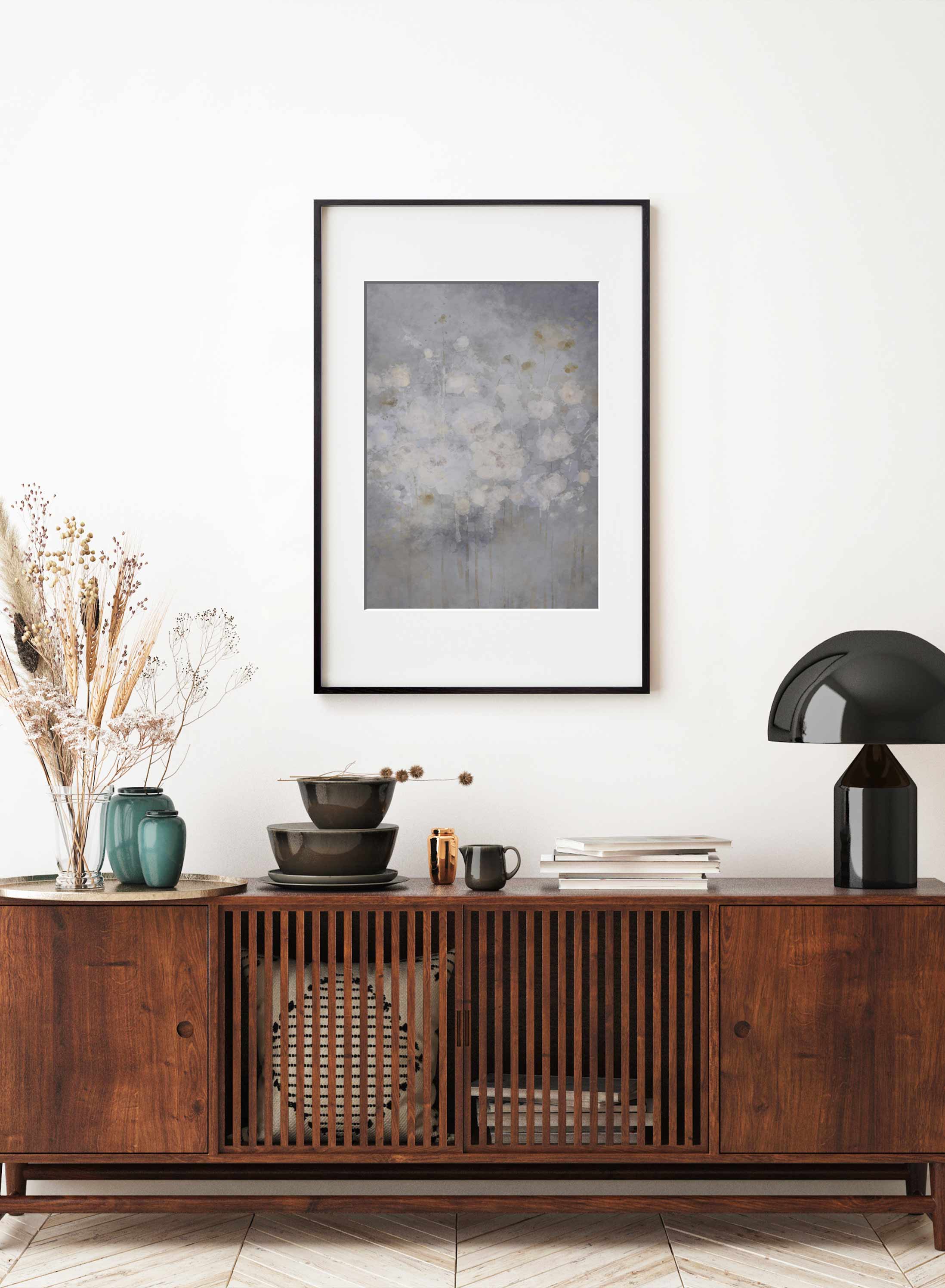 Blue Misty Blooms Floral Poster - Elegant Wall Art for Home, Office & Living Room Decor