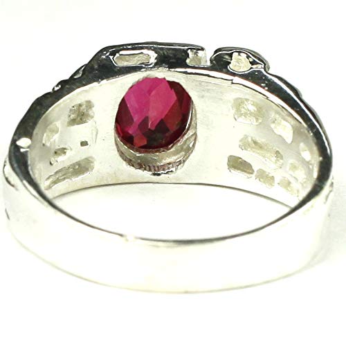 CRIMSON FIRE TOPAZ Sterling Silver Men's Ring for Gifts & Weddings •SR197 | Durable 925 Silver Jewelry for Men, Anniversary & Engagement Rings