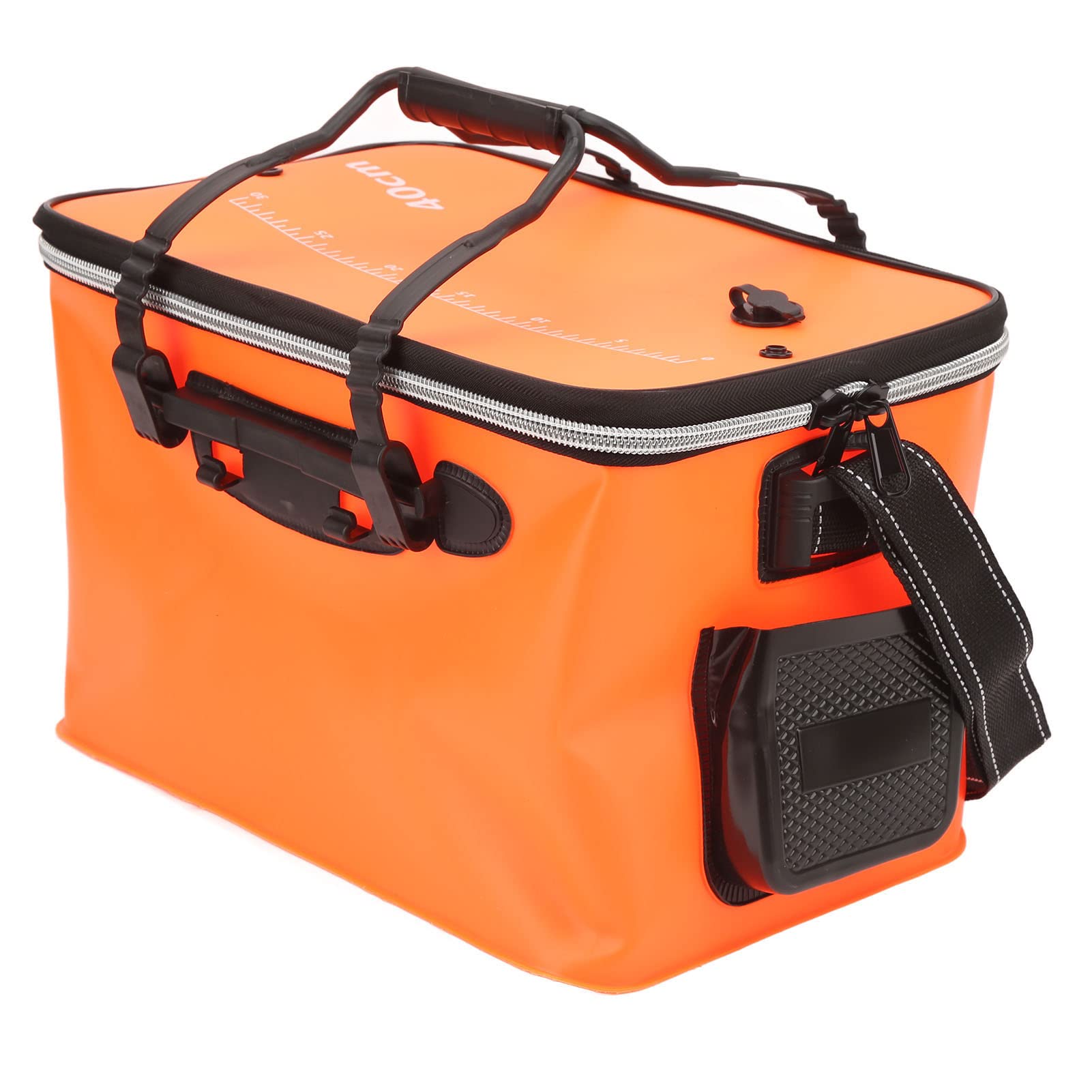 VGEBY Portable Foldable EVA Fishing Bucket - Thickened Waterproof Live Fish Bag for Outdoor Fishing, Camping & Boating - Orange