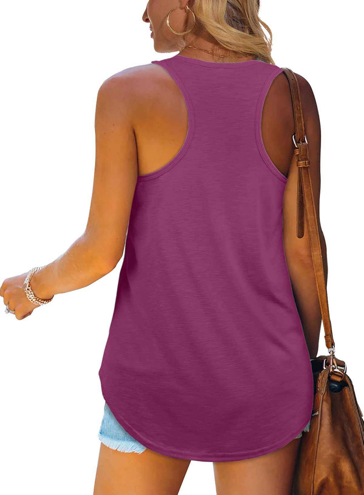 Women's Racerback Tank Tops - Loose Fit Summer Shirts for Casual Wear, Workout & Beach Outfits
