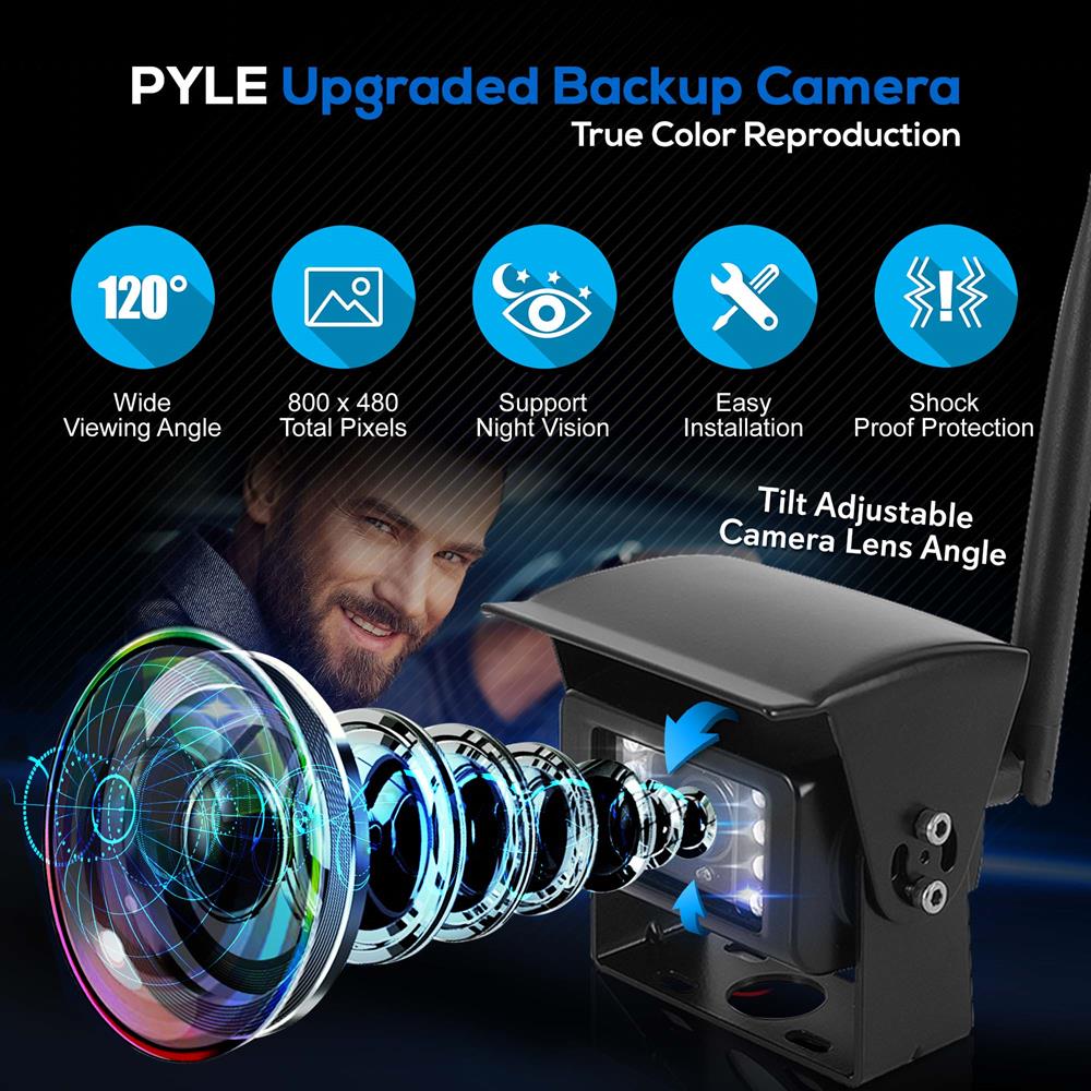 Wireless Backup Camera and Monitor System for Trucks & Buses - HD Night Vision, Waterproof, Easy Installation - Perfect for Parking, Reversing & Towing Safety