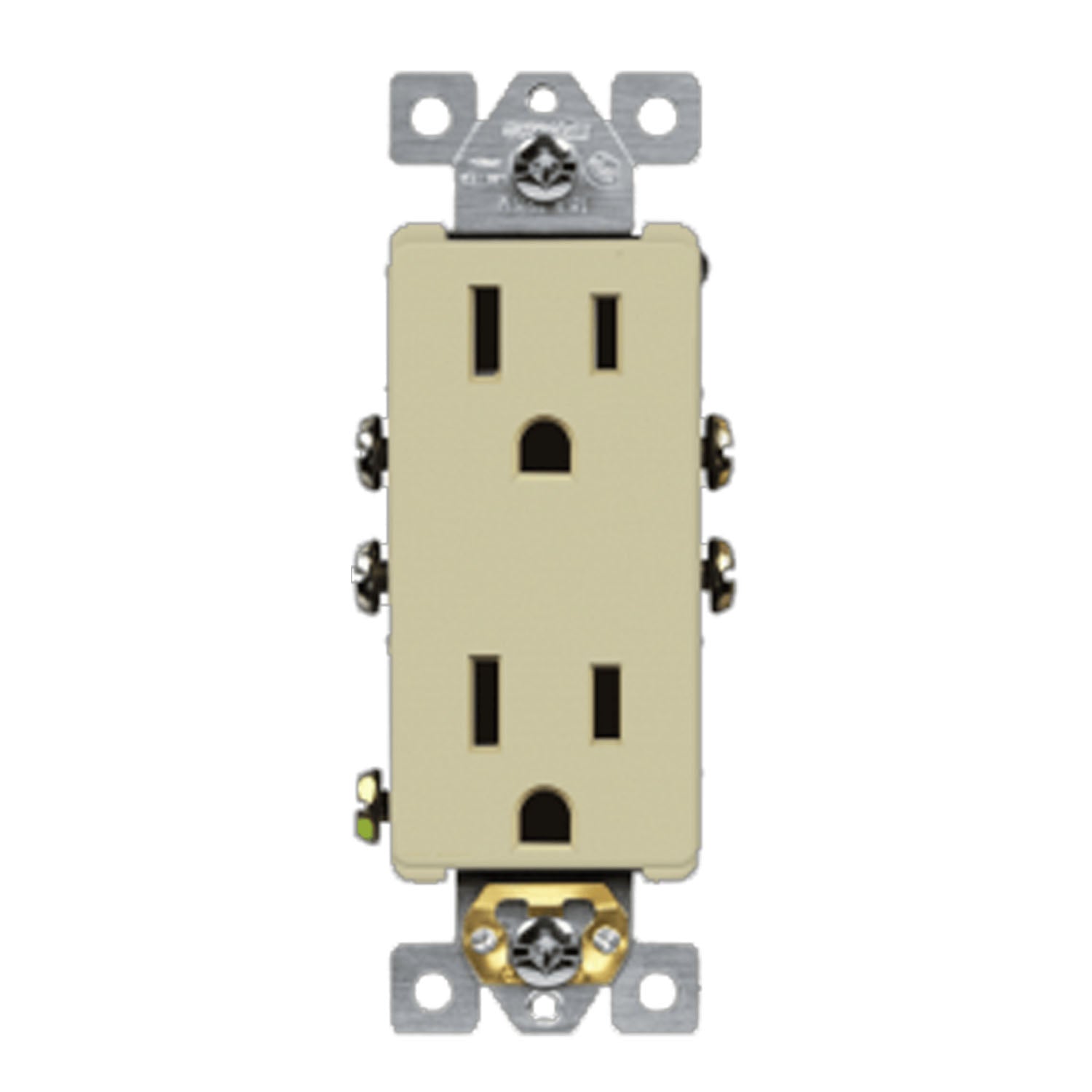 15 Amp Duplex Outlet, Ivory - Tamper-Resistant Electrical Receptacle with Wall Plate - Perfect for Home, Office, and Commercial Use