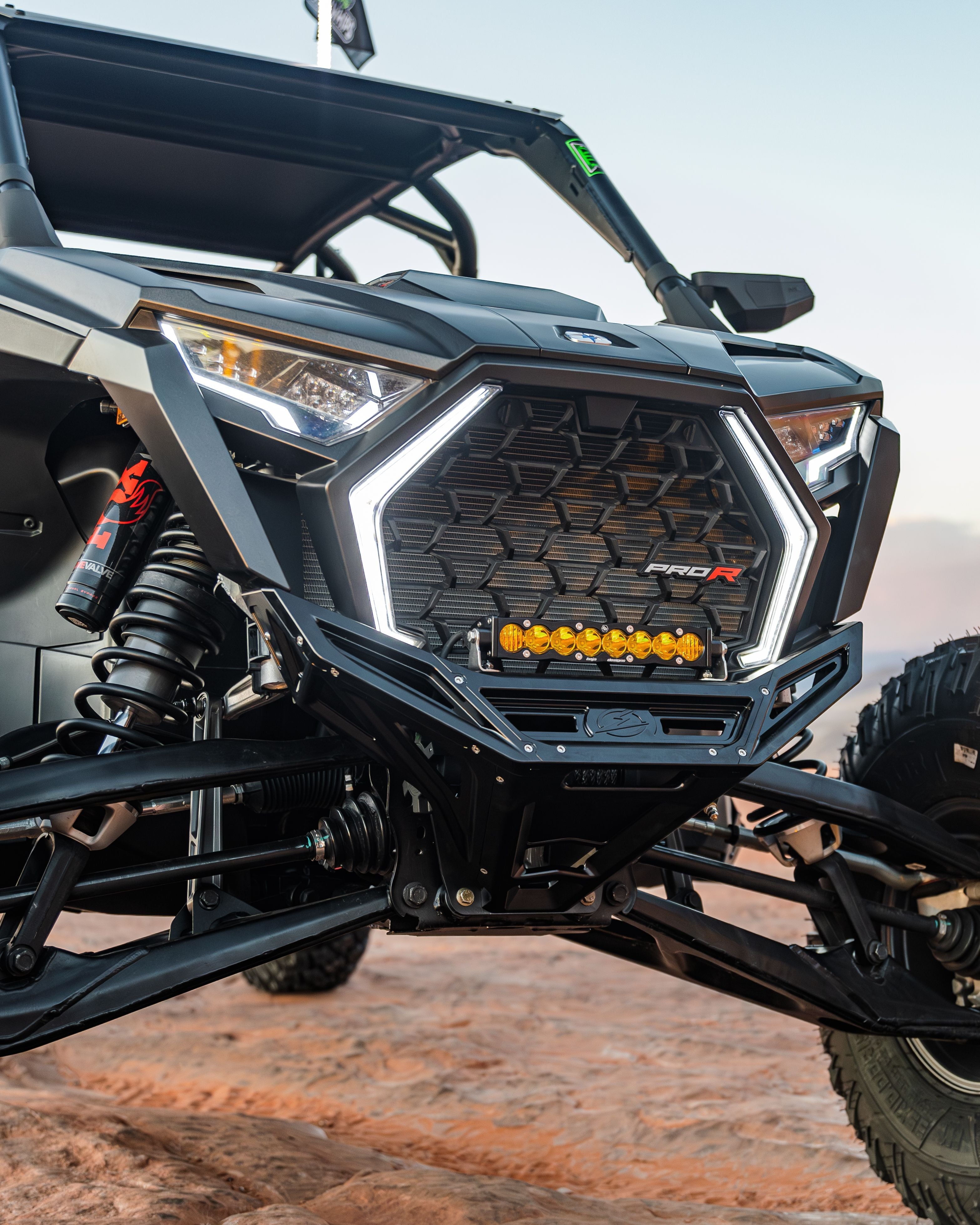 2022-2025 Polaris RZR Pro R & Turbo R Front Winch Bumper - Black Anodized Aluminum Billet (FWB610030) | Off-Road Protection & Recovery Accessory for UTV Trail Riding & Rock Crawling