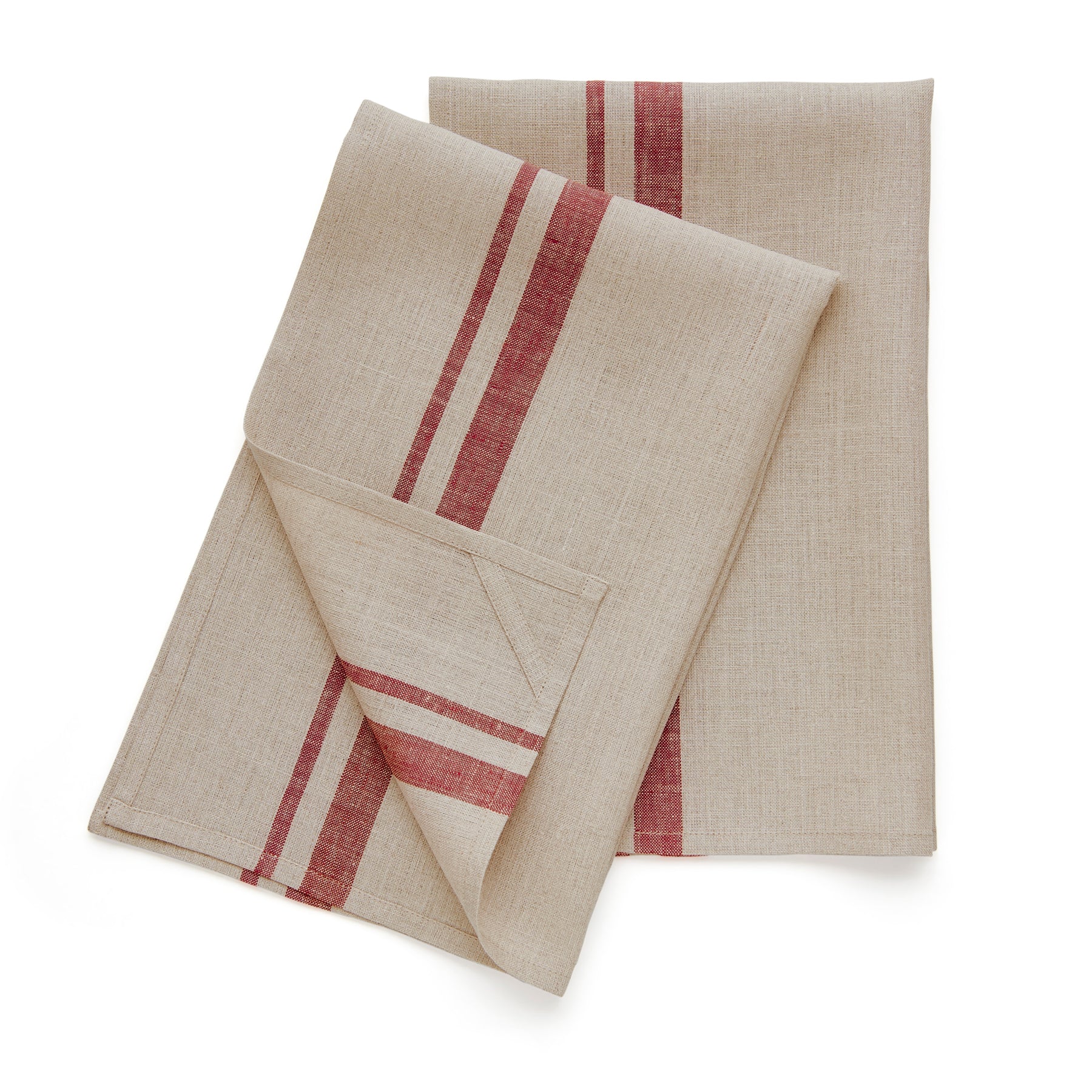 French Striped Kitchen Towels Set of 2 - Absorbent Cotton Dish Cloths for Drying Dishes & Cleaning - Perfect for Farmhouse & Coastal Style Kitchens