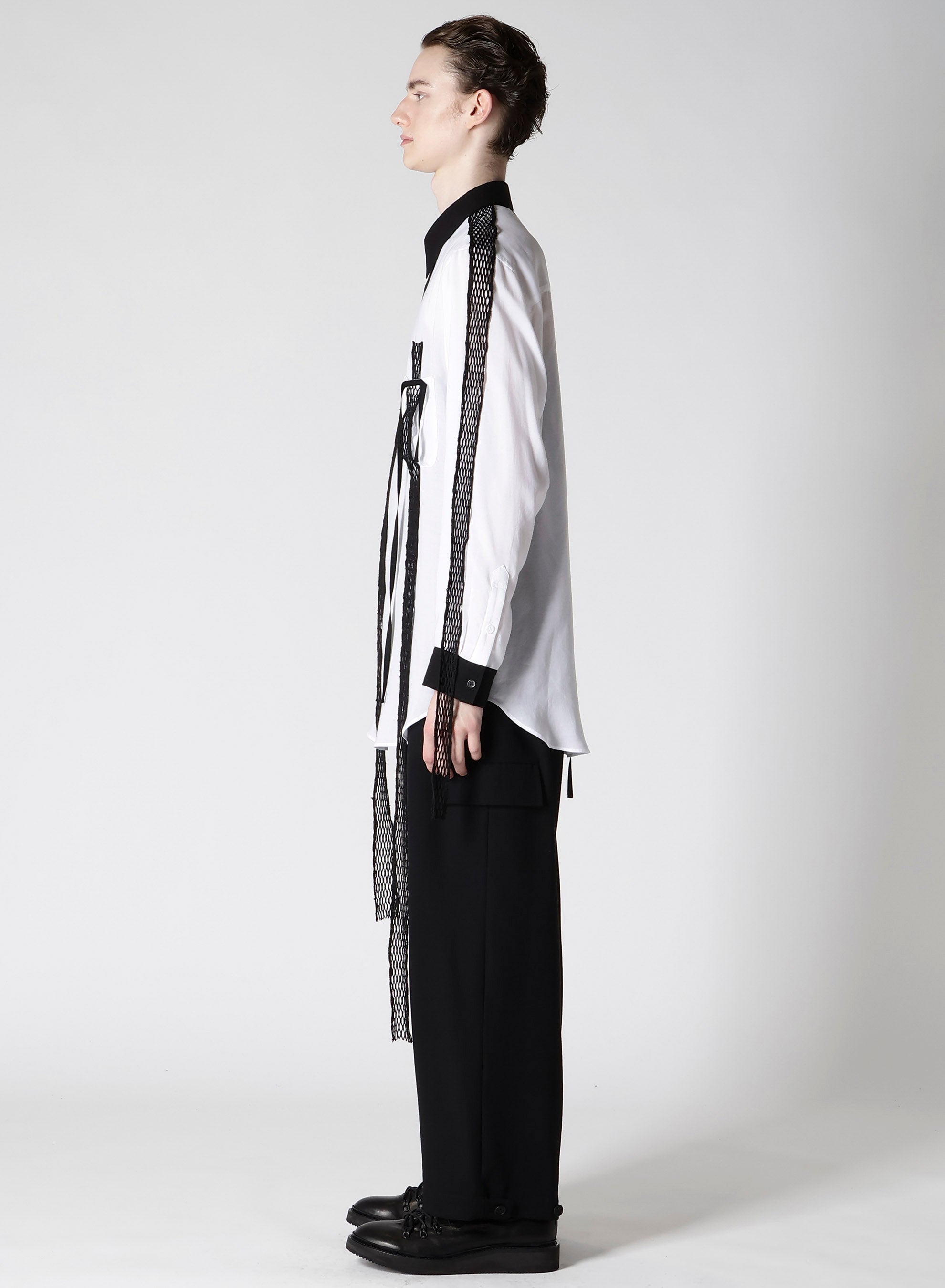 Black Mesh Cellulose Lawn Placket Blouse for Women - Breathable & Stylish Top for Casual Wear, Office, and Summer Outfits