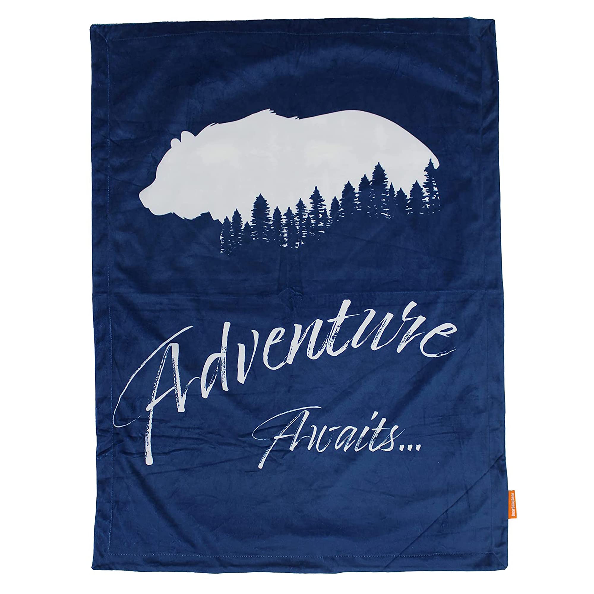 Dear Baby Gear Soft Reversible Baby Blanket - White Pine Trees & Bears on Navy Double Layer Minky - 40