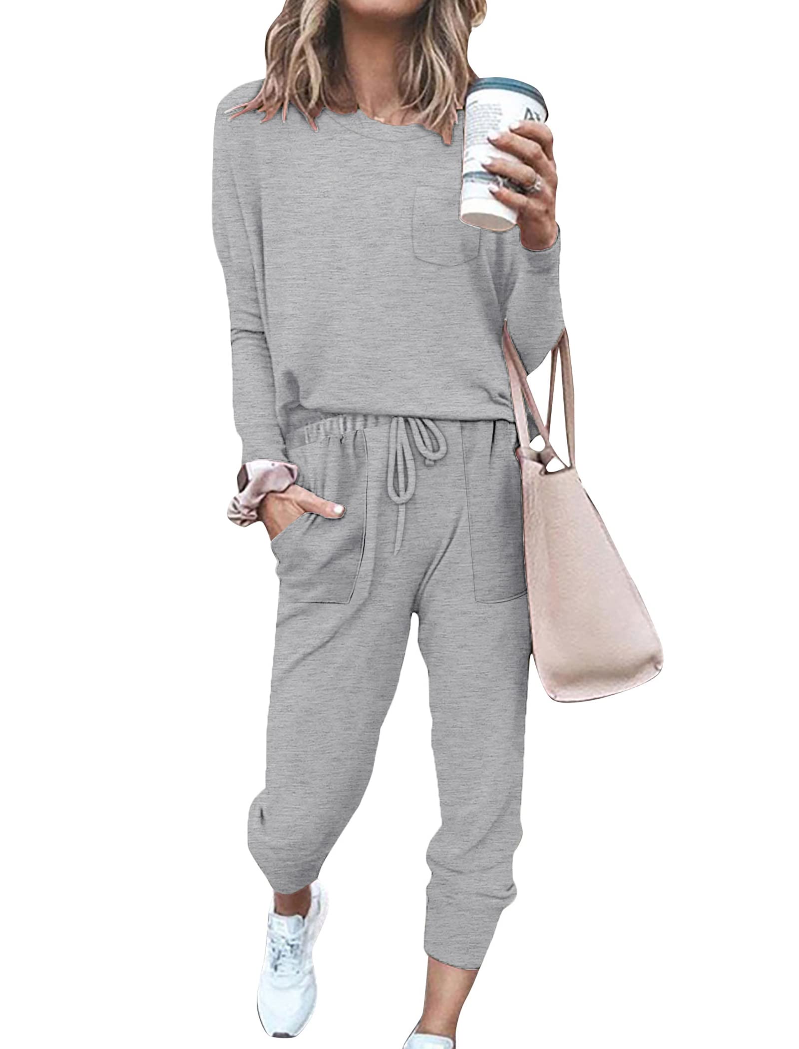 Bofell Women's 2-Piece Lounge Set - Trendy Travel Outfits & Comfy Sweatsuits, Soft Pajama Set for Home, Vacation & Airplane Travel | 2024 Fashion Casual Wear