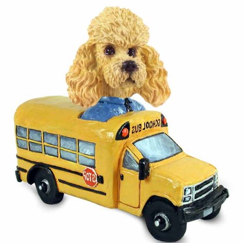 Poodle Apricot School Bus Dog Figurine - Collectible Toy for Dog Lovers, Perfect for Home Decor, Gift Giving, and Collectors Display