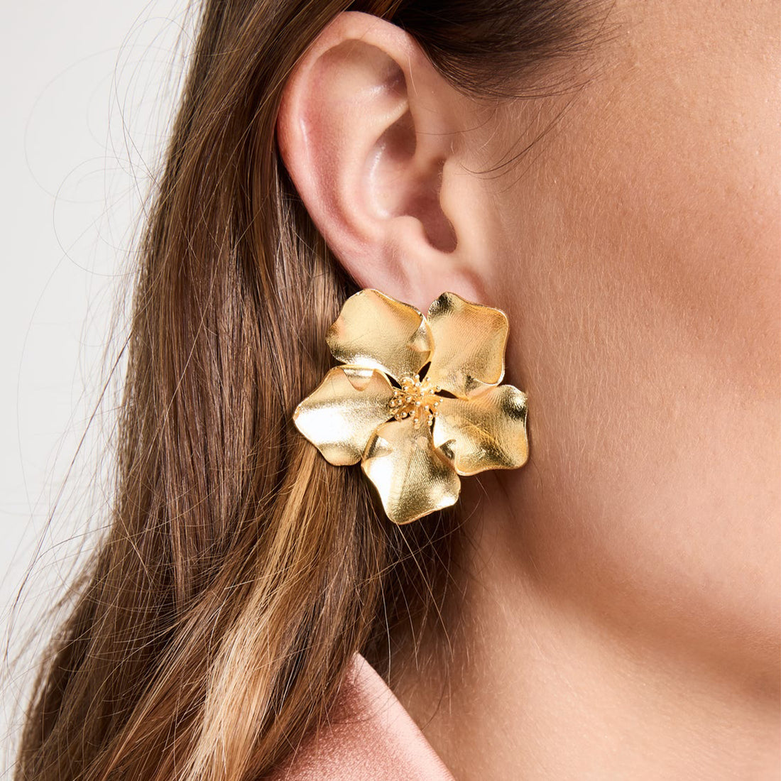 Large Gold Flower Statement Earrings for Women - Elegant Dangle Hoop Earrings for Parties, Weddings & Special Occasions