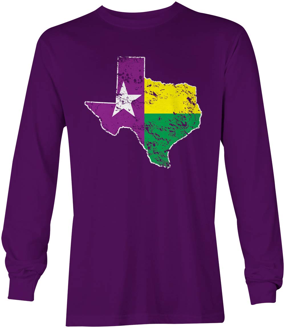 Texas Flag Long Sleeve Shirt - USA Patriotic Unisex Top for Mardi Gras & Festivals