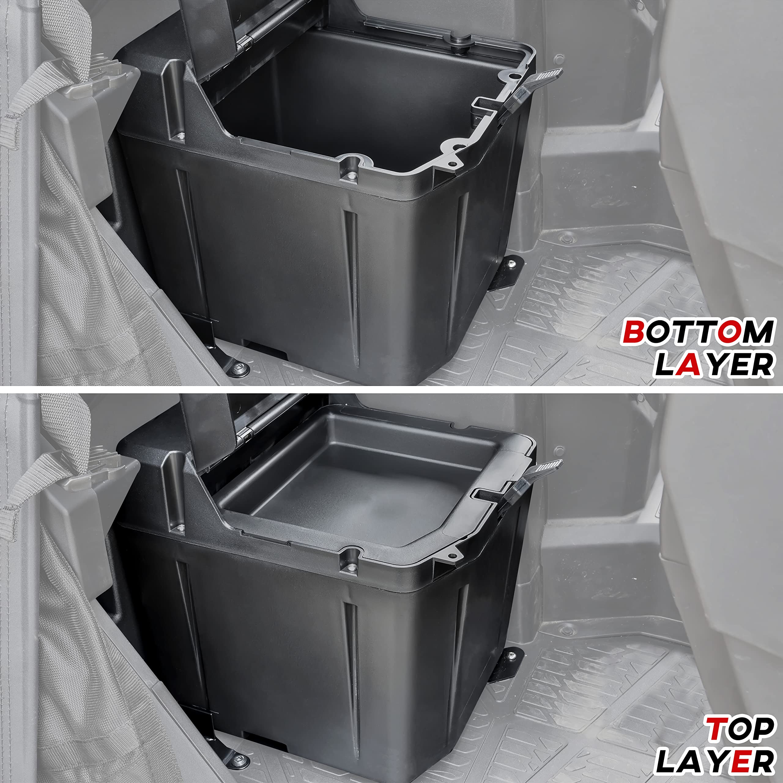 SAUTVS Waterproof Under Seat Storage Box for Polaris Ranger 1000 XP & Crew (2018-2025) | Heavy-Duty Polyethylene Underseat Bin Replacement #2882910 | Perfect for Hunting Gear, Tools & Off-Road Accessories
