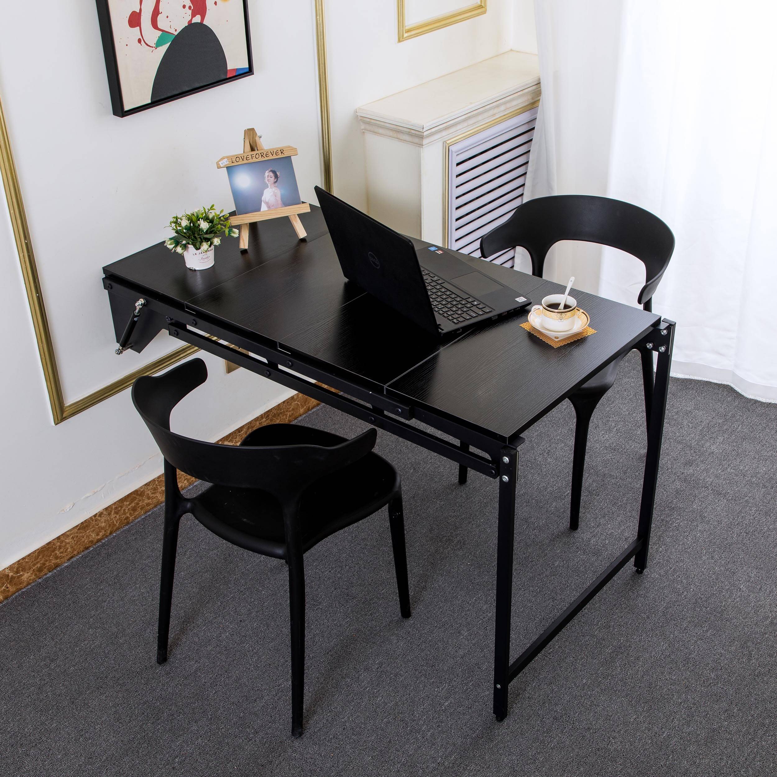 2 in 1 ZIONE Convertible Standing Desk with Storage Shelf - Adjustable Height Home Office Workstation for Small Spaces & Remote Work