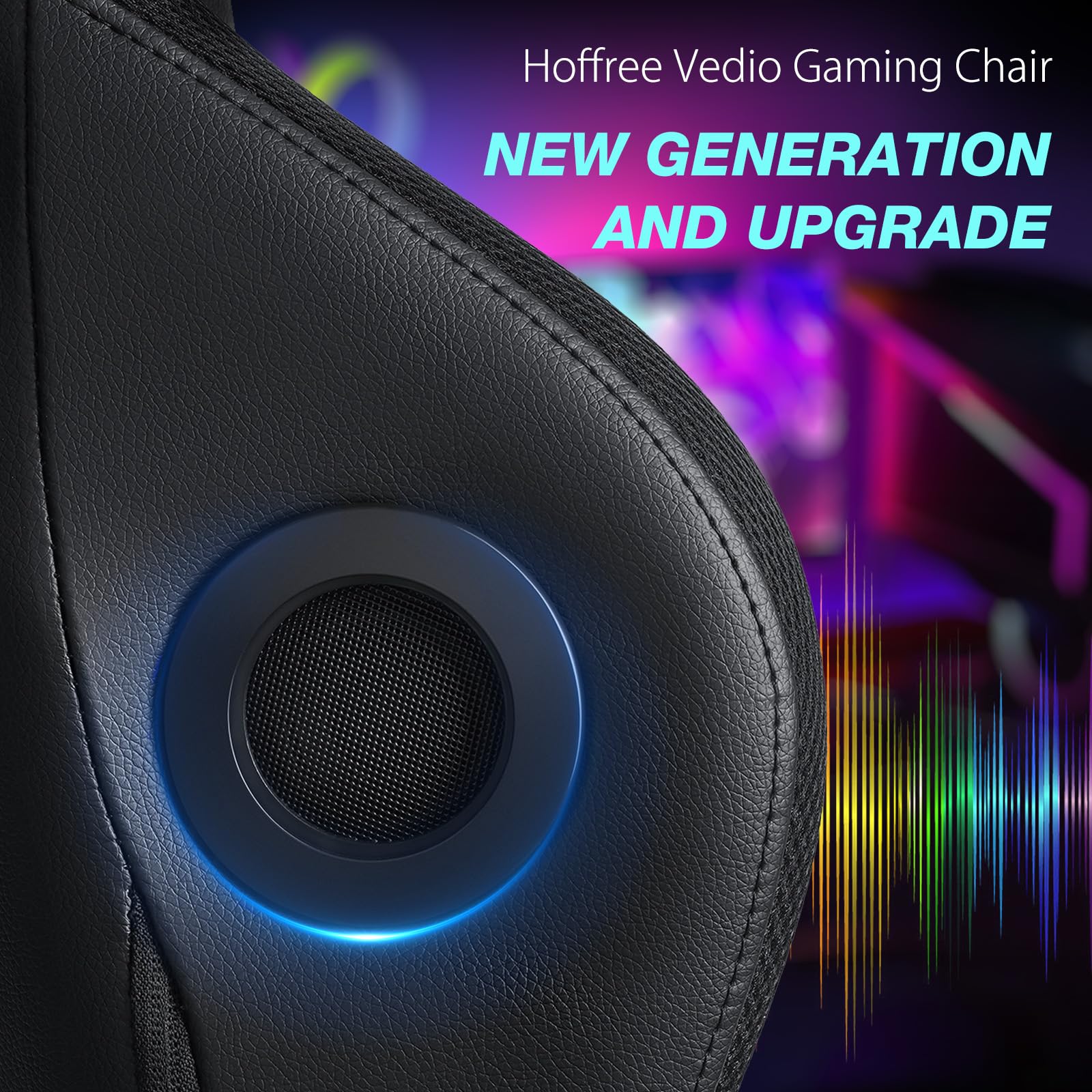 HOFFREE Big and Tall Gaming Chair with Massage, Bluetooth Speakers & Footrest - Ergonomic Video Game Chair for Heavy People up to 400lbs - Red and Black Design - Perfect for PC Gaming, Streaming & Office Work