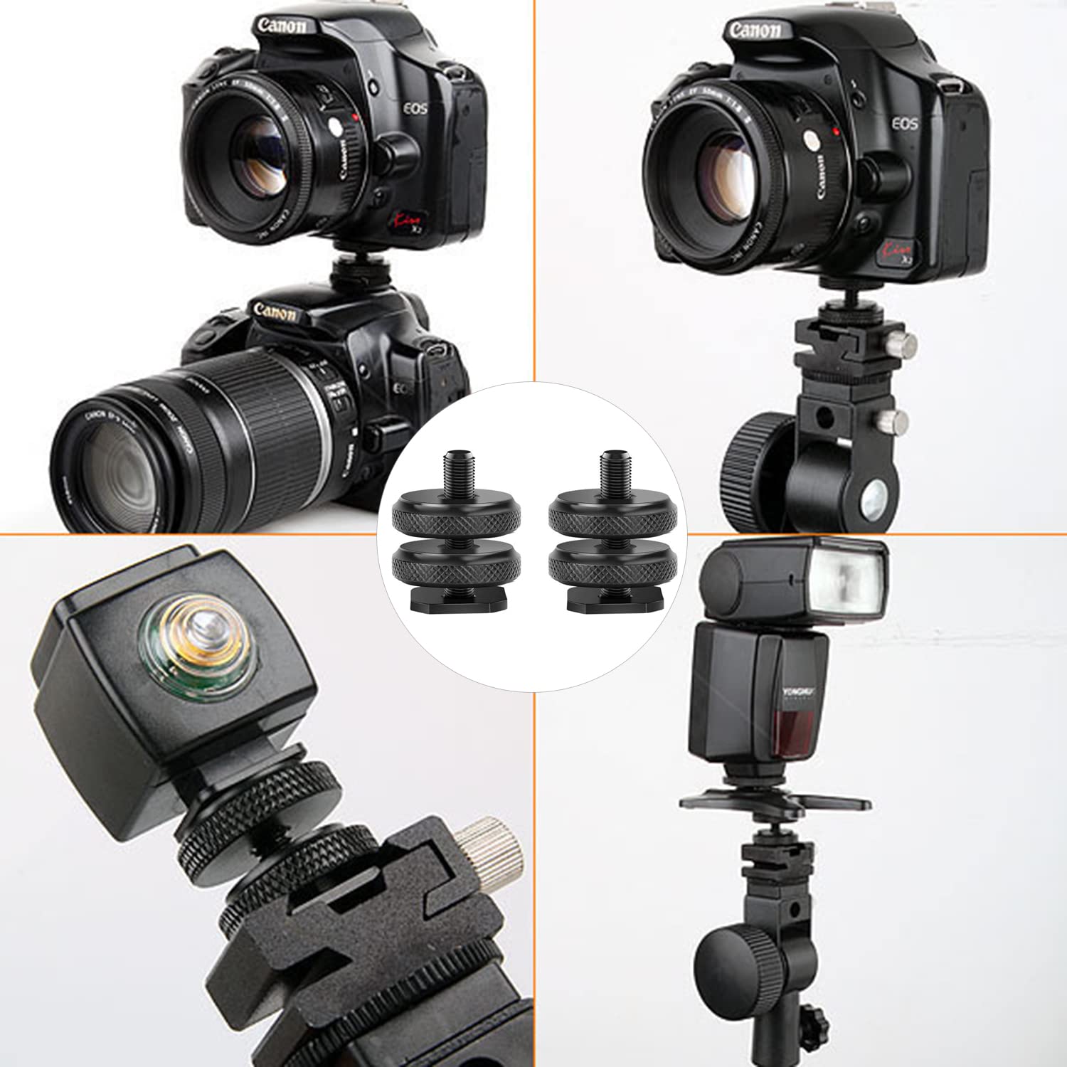 Hot Shoe Adapter for DSLR & Camcorder Cameras - 1/4 Inch Thread Screw Mount - Compatible with Canon, Nikon, Sony - Perfect for Vlogging, Photography & Video Shooting