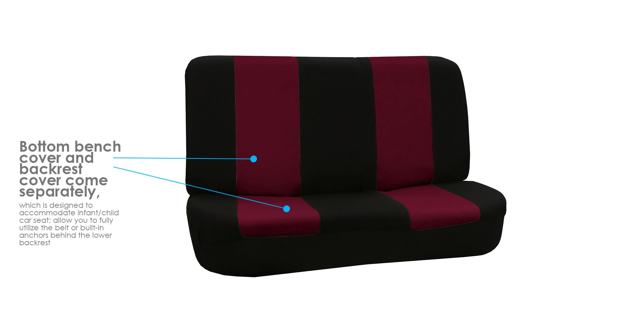 Universal Car Seat Covers Full Set - Burgundy Flat Cloth for Vans, Trucks & SUVs - Interior Protection & Comfort
