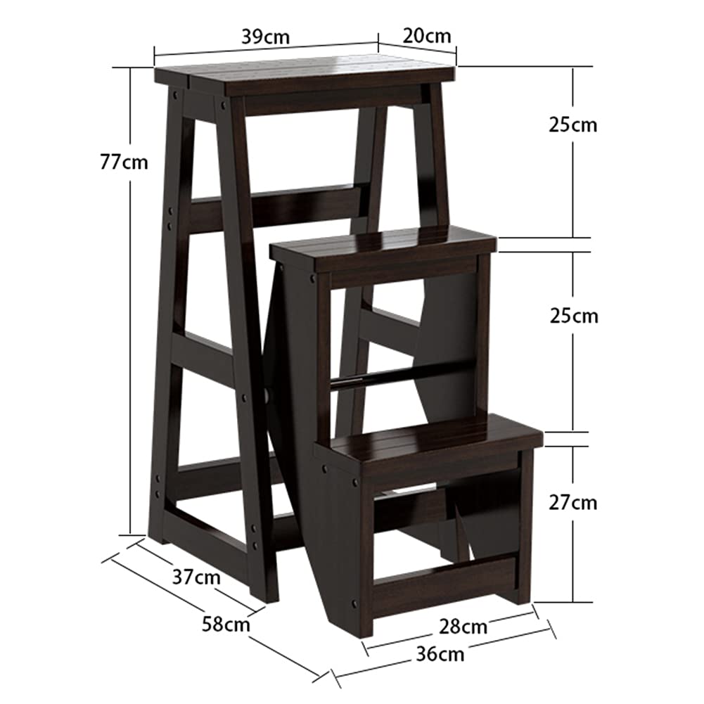 Modern Multifunctional Wooden Folding Step Stool for Home - Library Ladder Chair, Compact Indoor Climbing Stool for Kitchen, Bathroom & Kids' Playroom