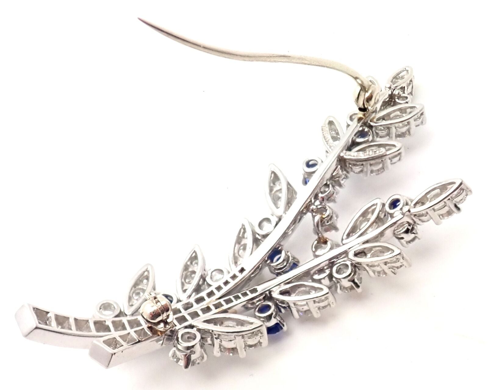 Authentic Vintage Tiffany & Co. Platinum Diamond Sapphire Flower Pin Brooch - Elegant Jewelry Gift for Women, Perfect for Weddings, Anniversaries & Special Occasions