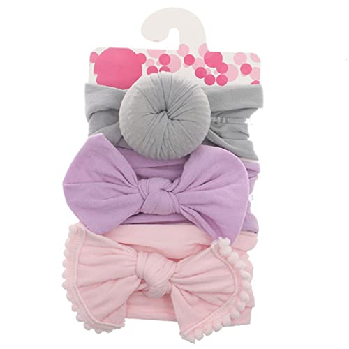 3Pcs Soft Nylon Elastic Baby Headbands for Newborn Girls - Solid Color Hair Accessories Set - Perfect for Photography, Parties, and Daily Wear