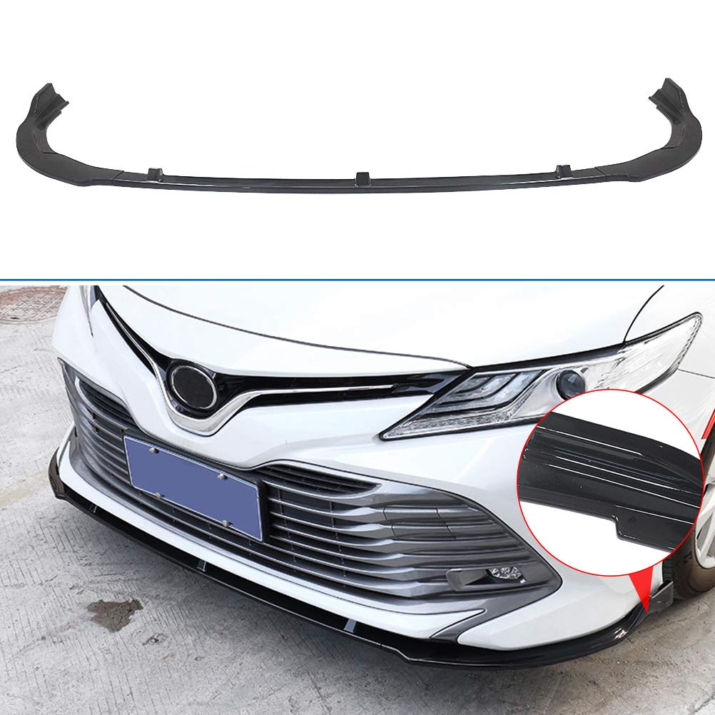 NINTE Front Lip Spoiler for 2018-2020 Toyota Camry L/LE/XLE - ABS Gloss Black Painted Front Bumper Lip Kit (3-Piece Set) - Enhance Style & Aerodynamics for Street & Track Racing
