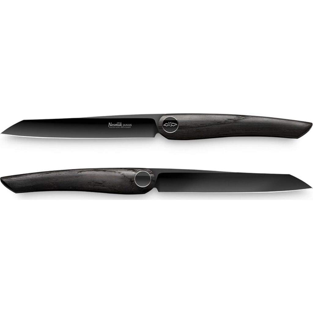 Premium Janus Steak Knife Set - 6-Piece High-Carbon Stainless Steel Steak Knives with Grenadill Wood Handles - Perfect for Steakhouse Dining, BBQ Parties & Gourmet Home Cooking